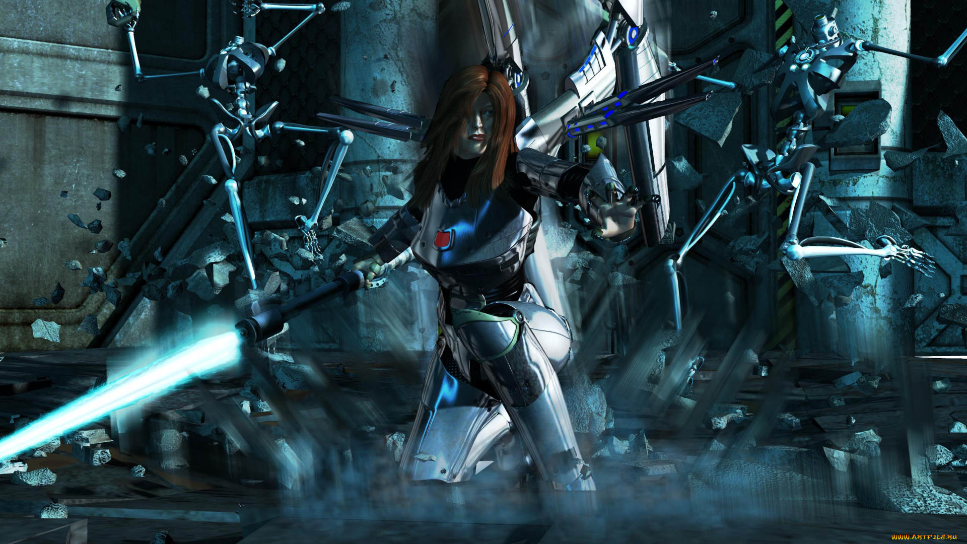 3д, графика, fantasy, фантазия, оружие, роботы, девушка