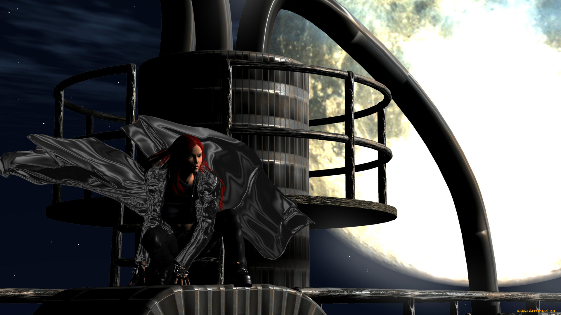 3д, графика, people, люди, плащ, девушка