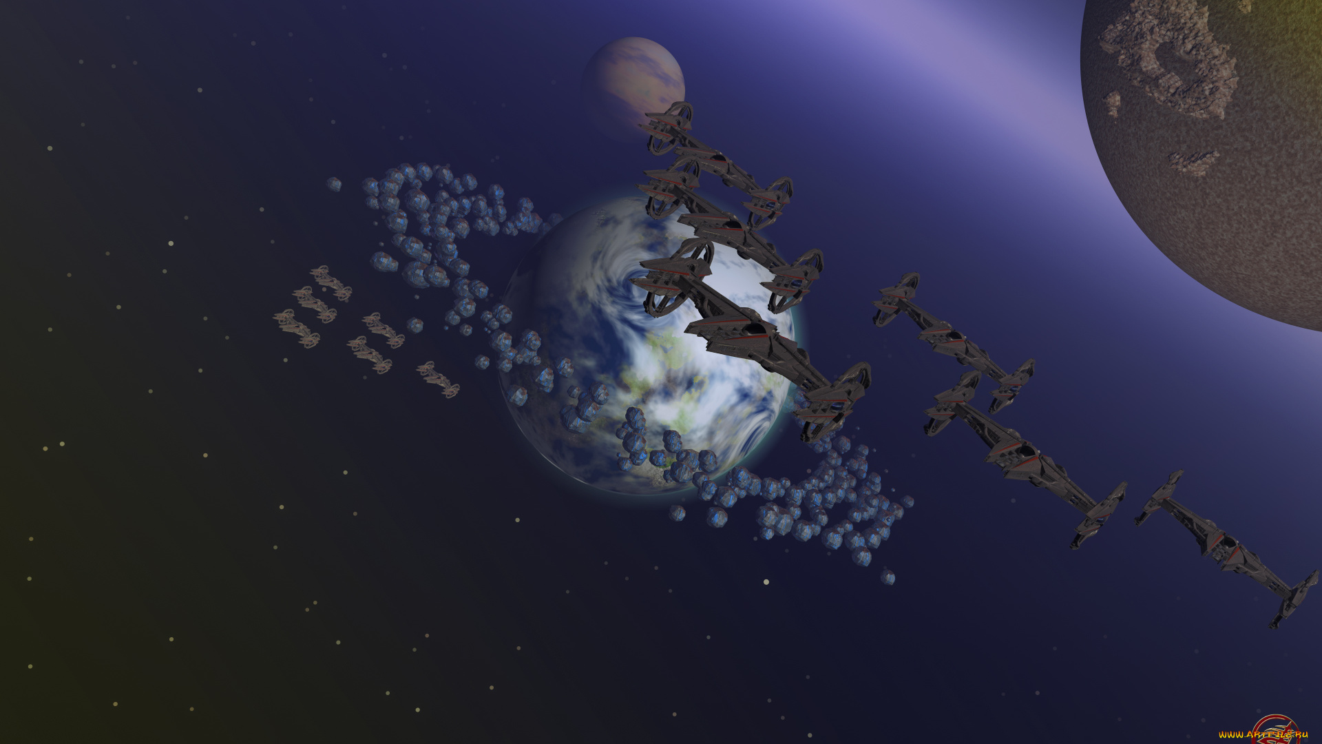 космос, арт, планеты, летательные, аппараты