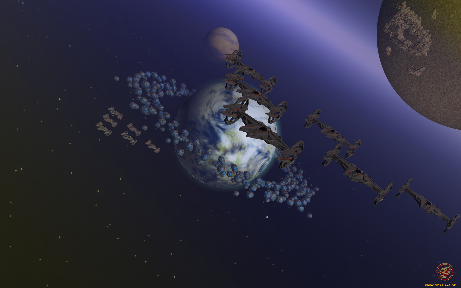 космос, арт, планеты, летательные, аппараты