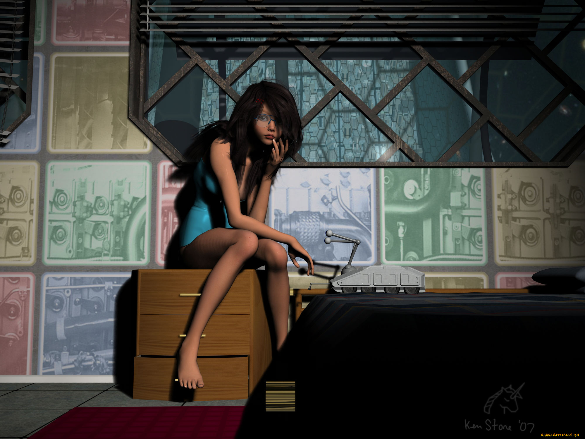 3д, графика, people, люди, девушка, стул