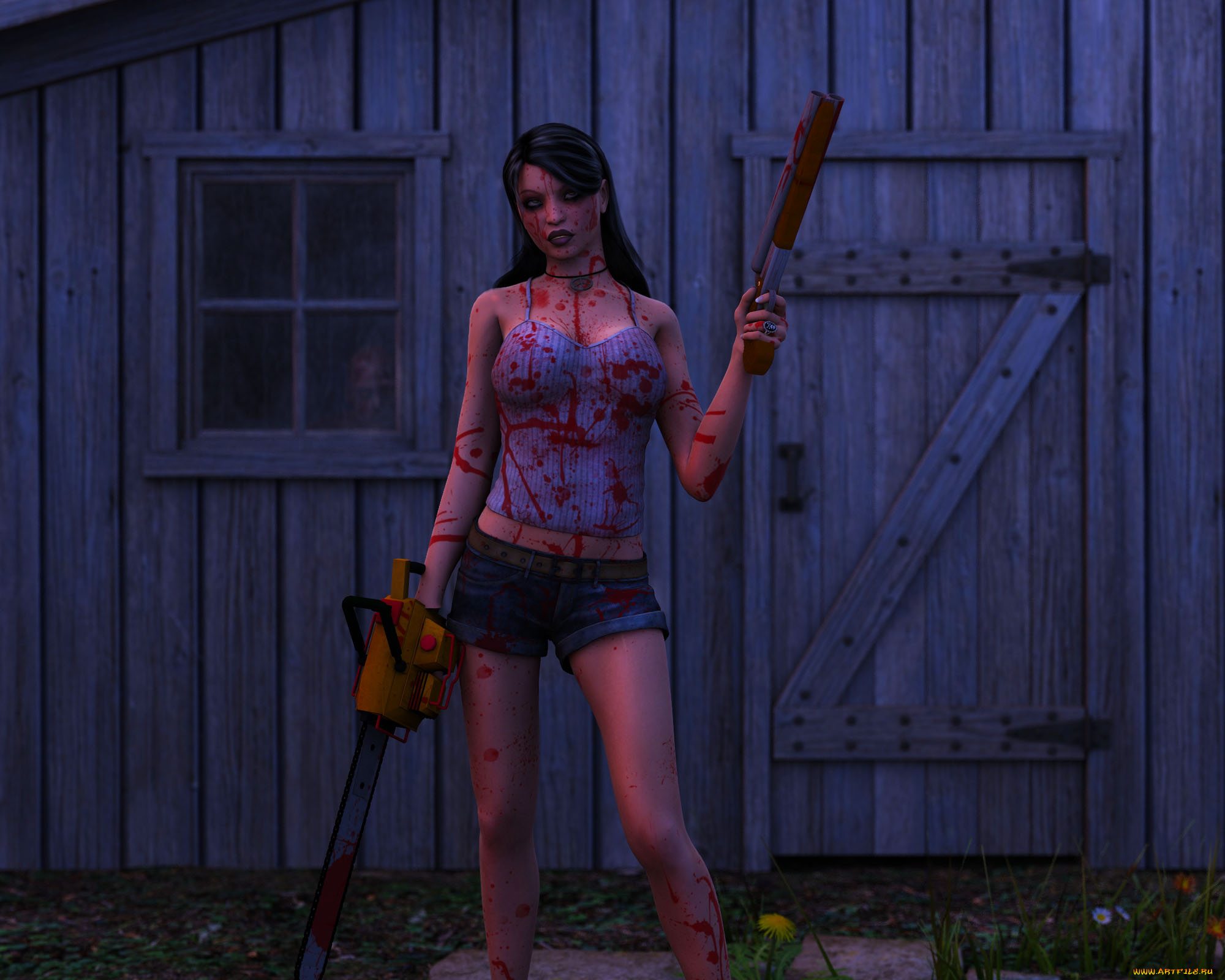 3д, графика, people, люди, кровь, девушка