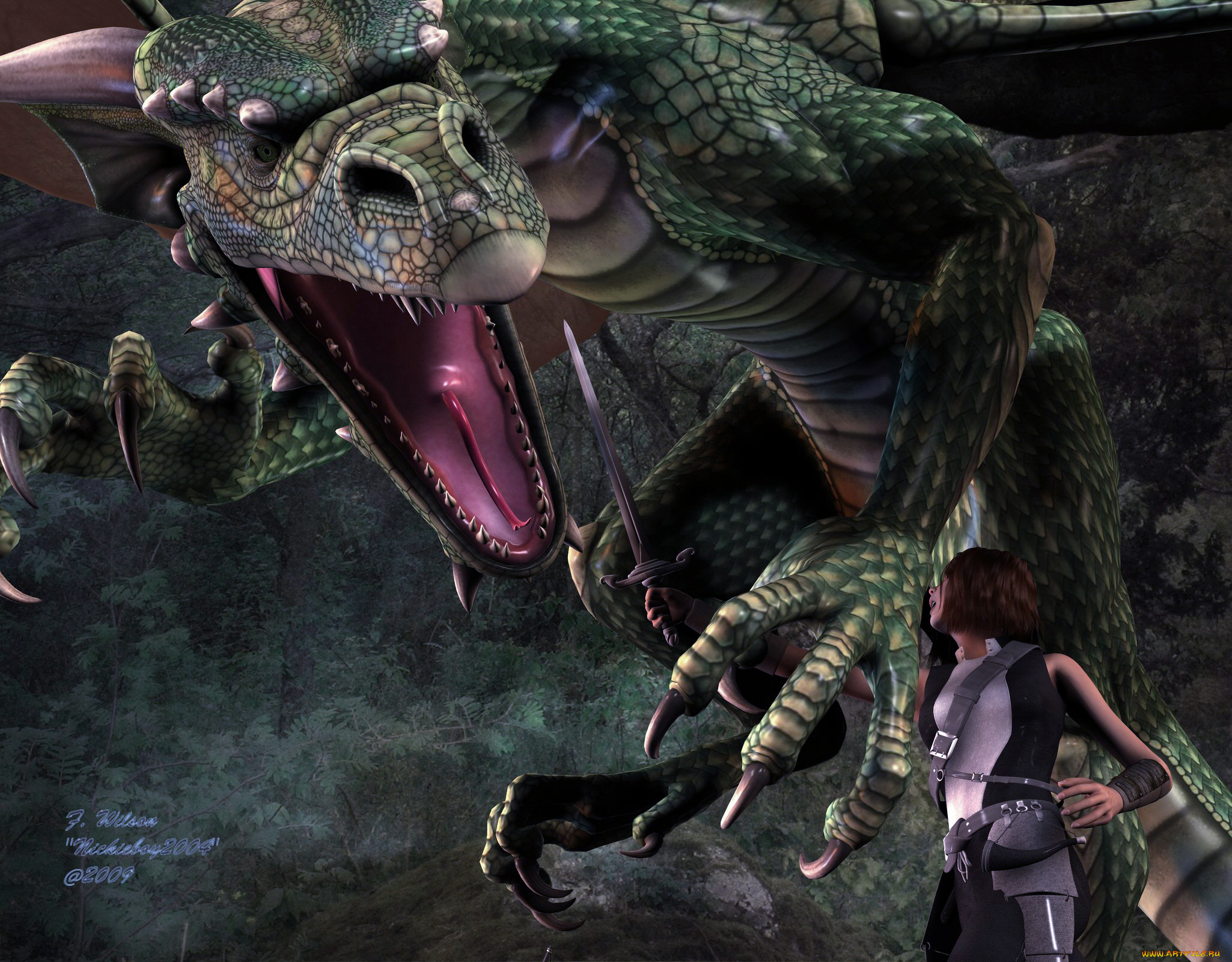 3д, графика, fantasy, фантазия, девушка, дракон