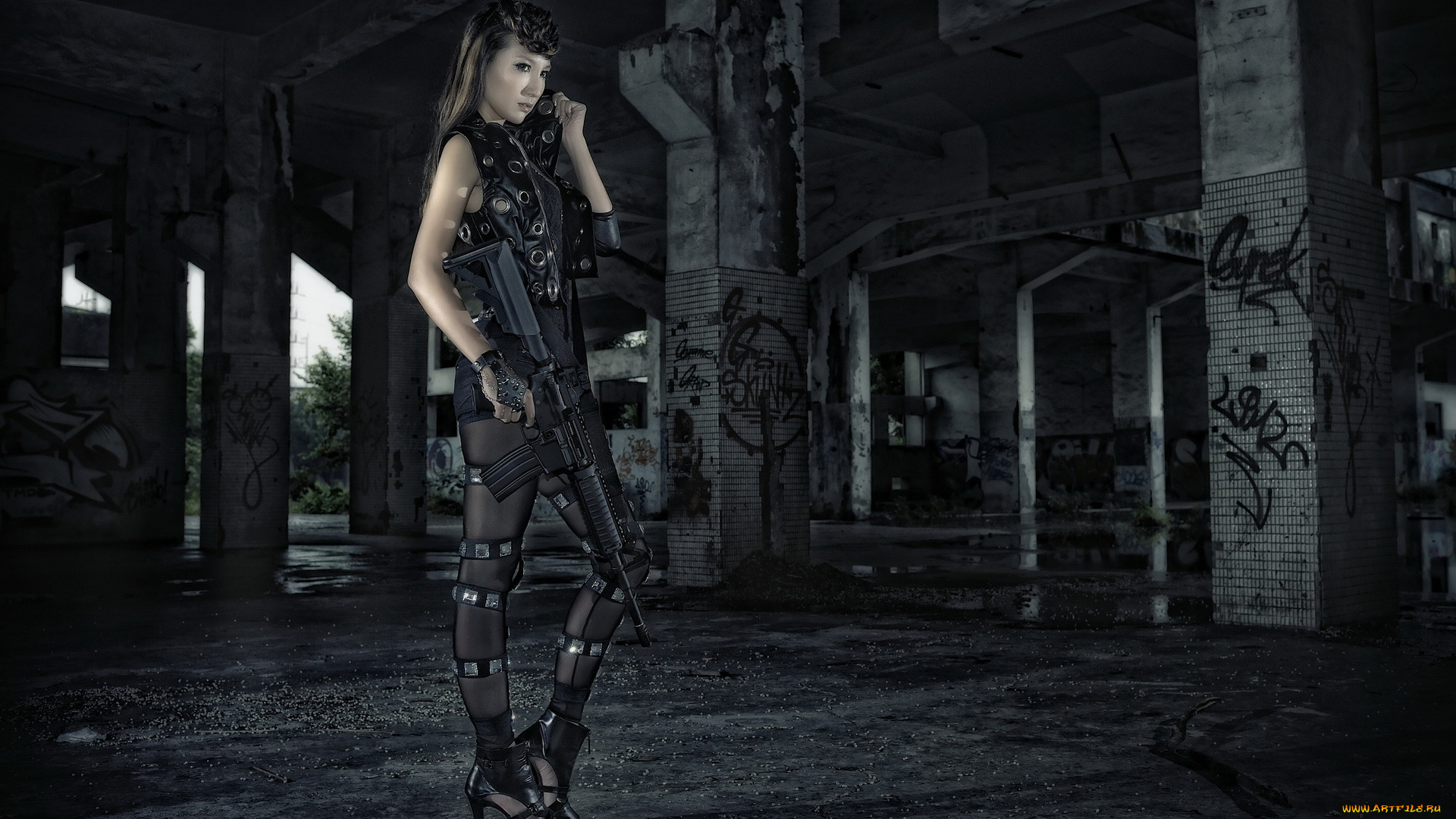 девушки, -unsort, , девушки, с, оружием, фон, оружие