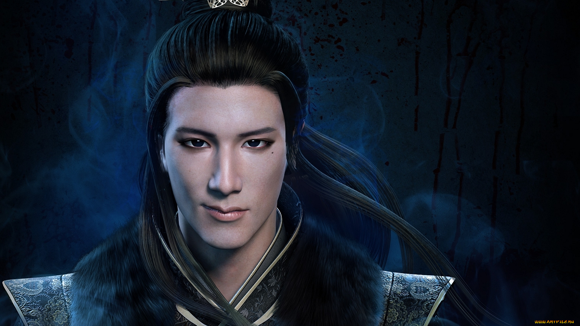 фэнтези, люди, парень, мех, ухмылка, украшения, азиат