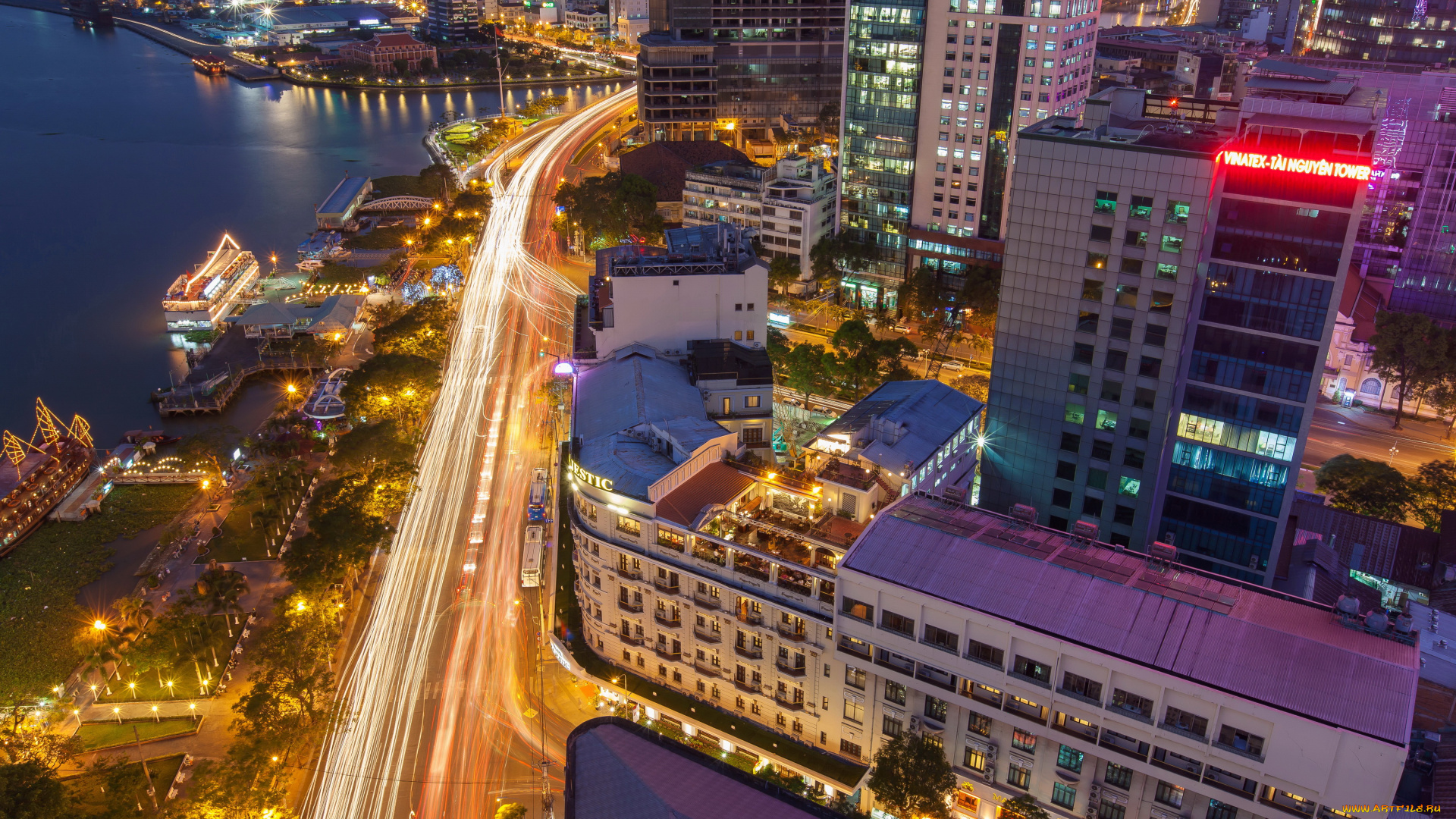 ho, chi, minh, city, , vietnam, города, -, огни, ночного, города, причалы, дома, вьетнам, небоскребы, ночь, огни, река