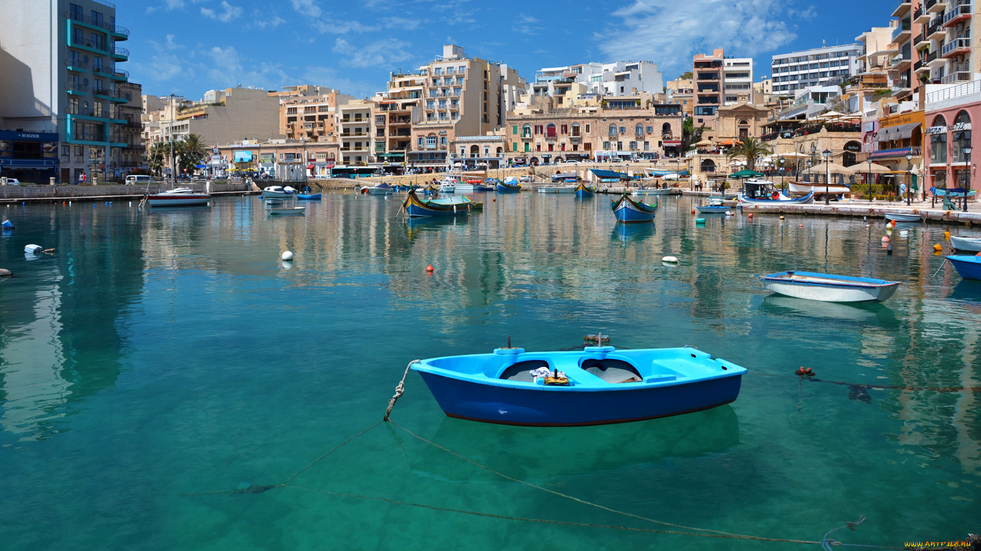 st, , julians, мальта, города, -, улицы, , площади, , набережные, залив, дома, мальта, лодки, побережье