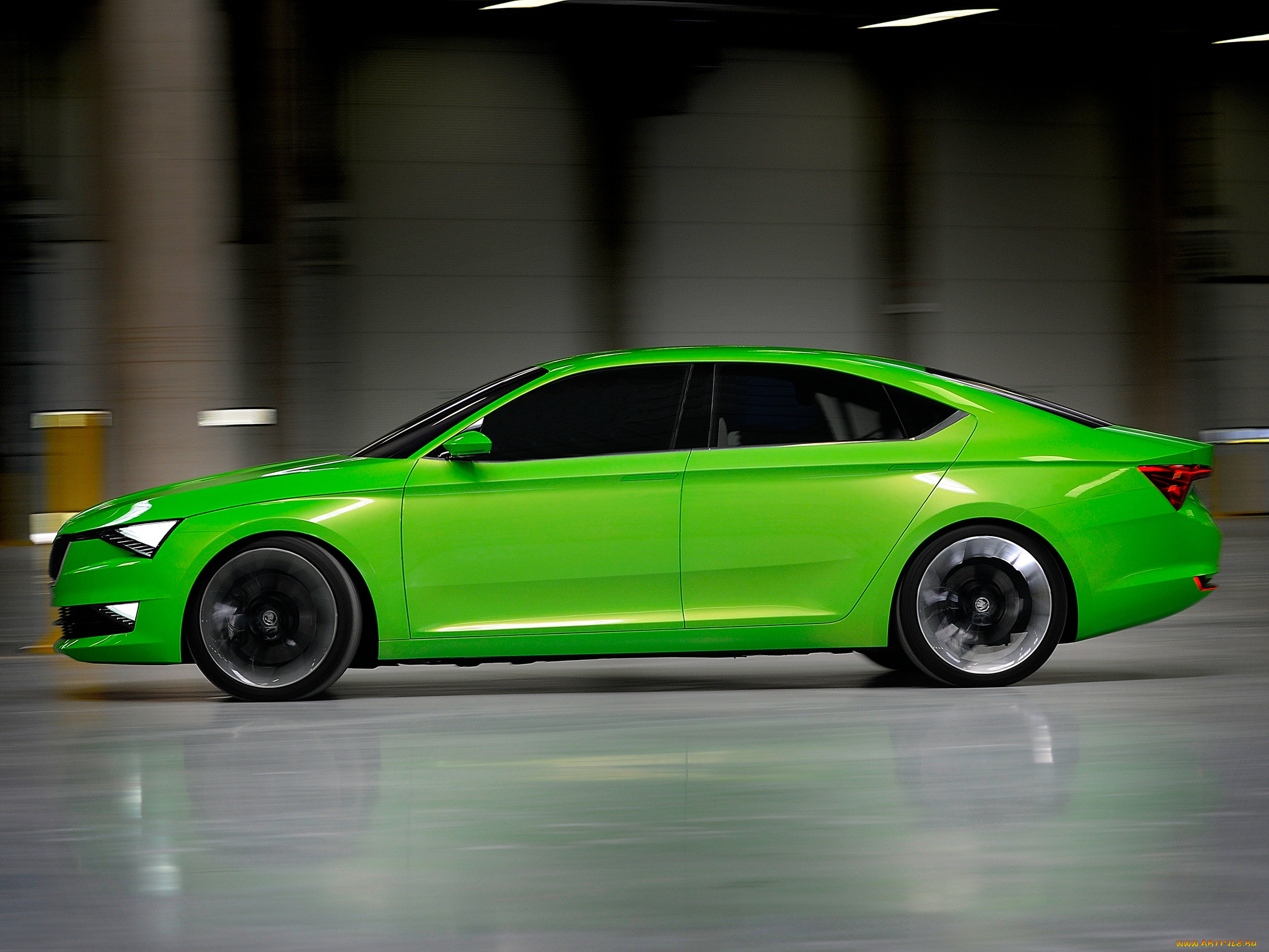 автомобили, skoda, concept, visionc, зеленый
