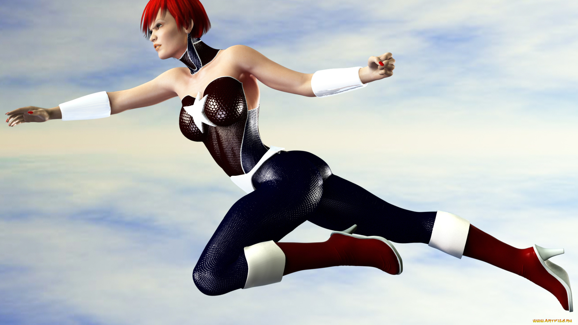 3д, графика, фантазия, , fantasy, полет, фон, взгляд, девушка