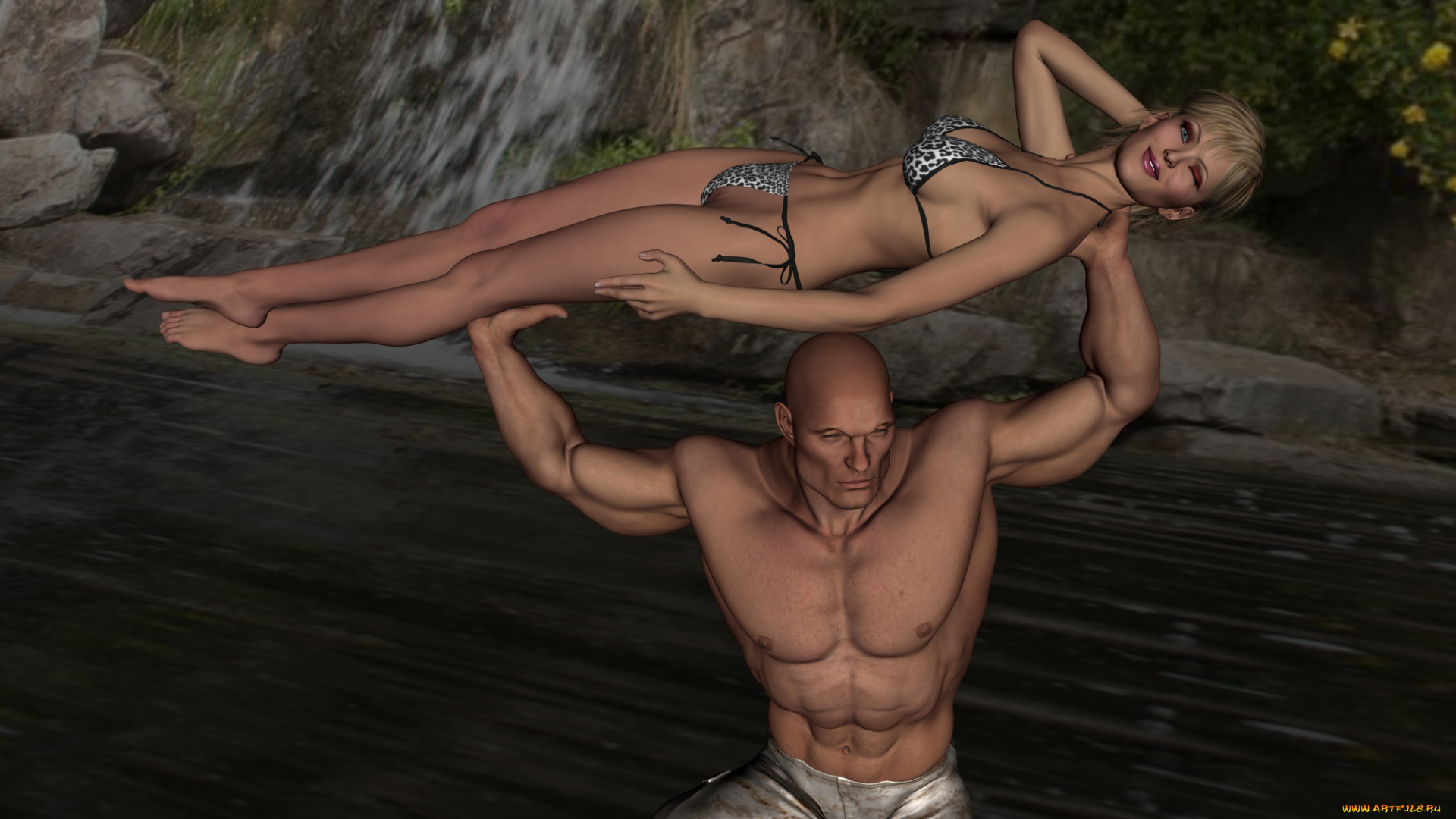 3д, графика, люди, , people, мужчина, улыбка, фон, взгляд, девушка