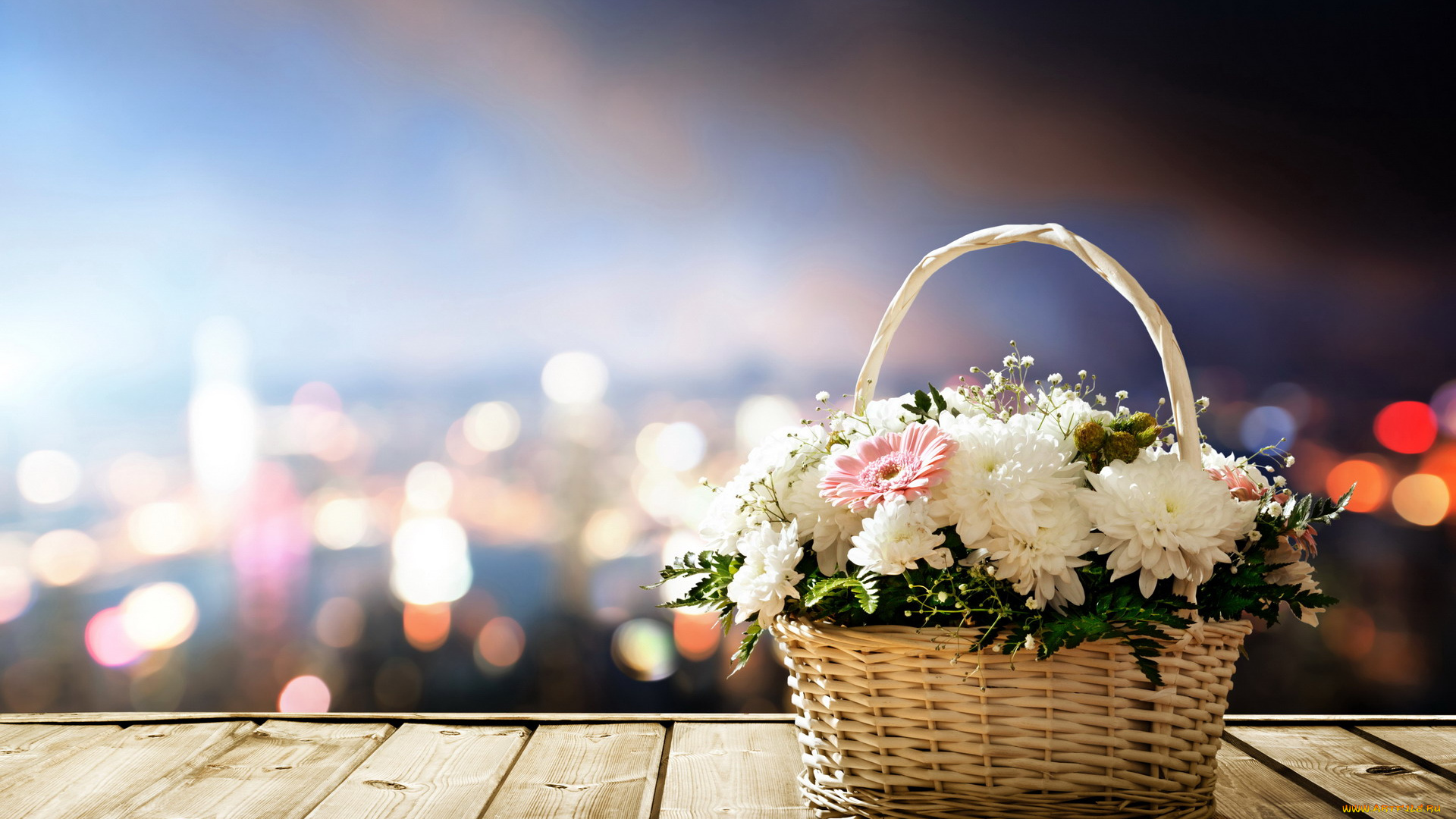 цветы, букеты, , композиции, корзинка, хризантемы, гербера