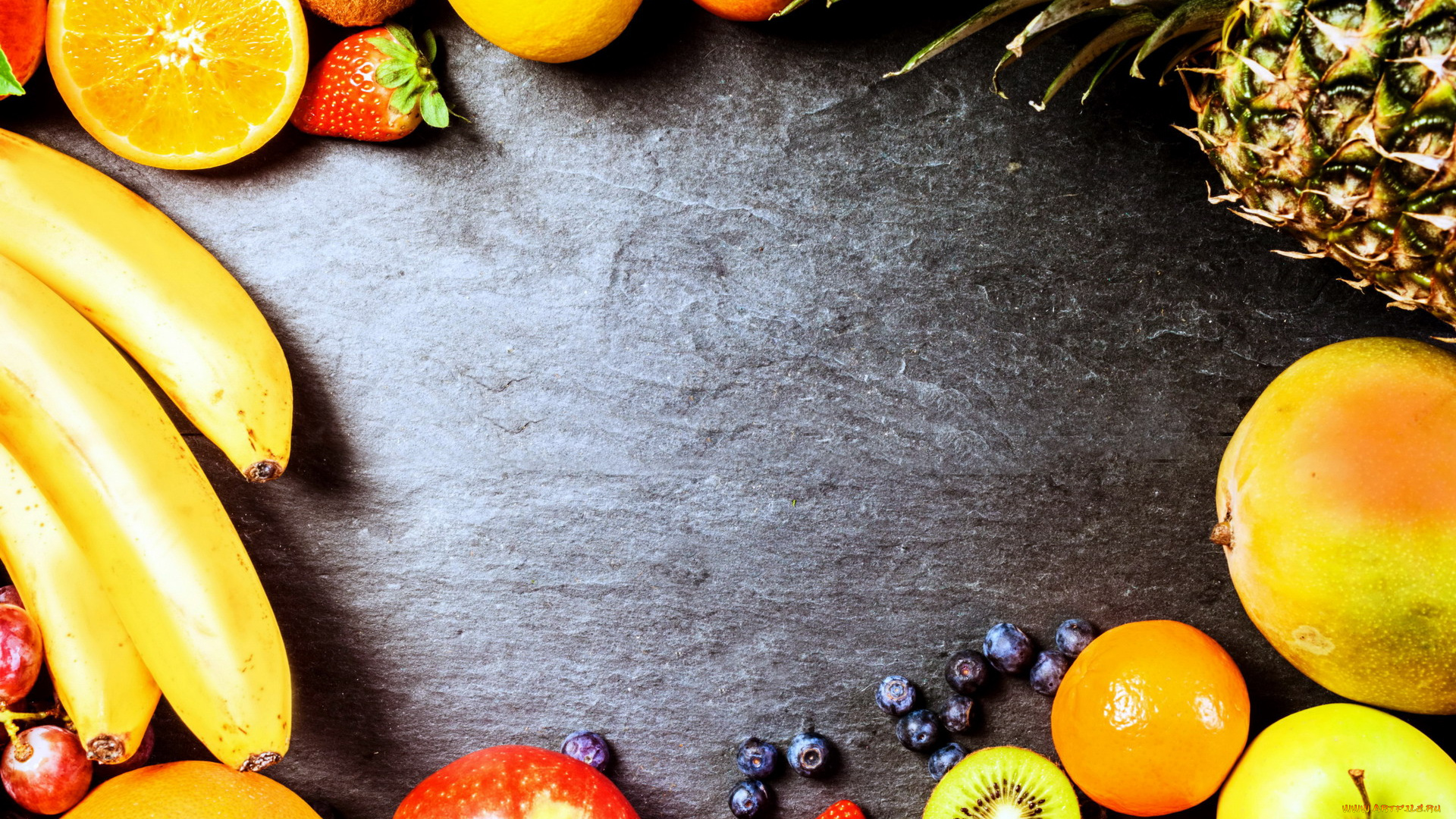 еда, фрукты, , ягоды, ягоды, ананас, бананы