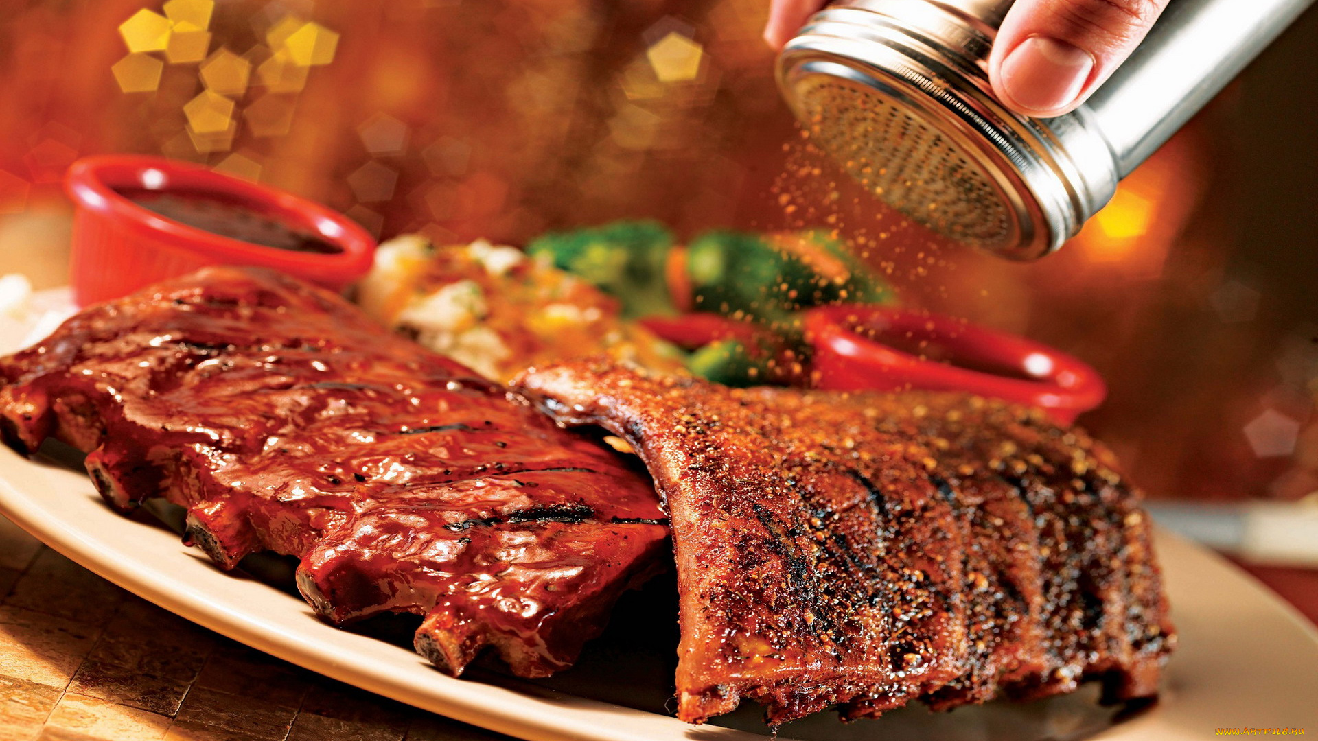 еда, мясные, блюда, перец, ребрышки