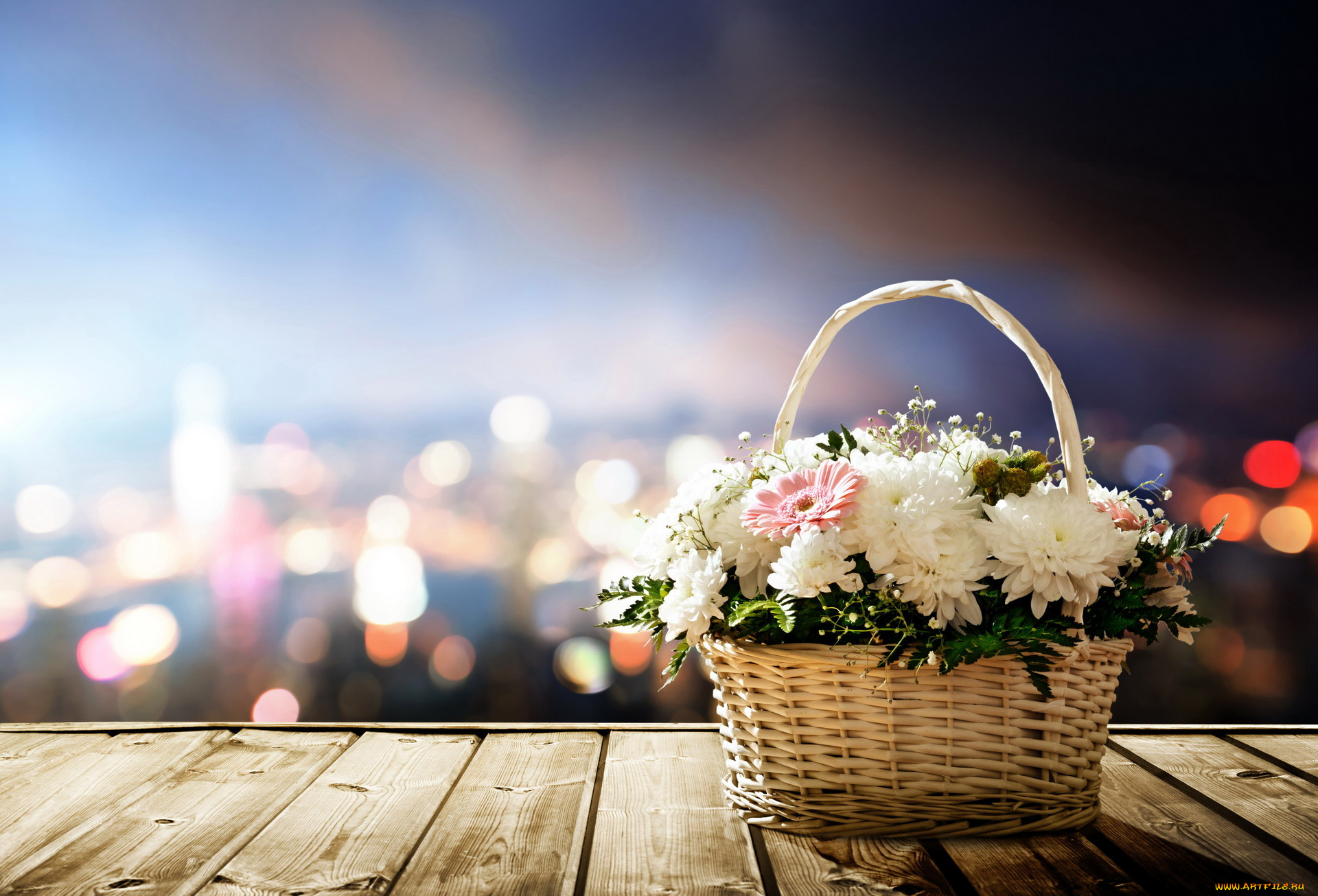 цветы, букеты, , композиции, корзинка, хризантемы, гербера