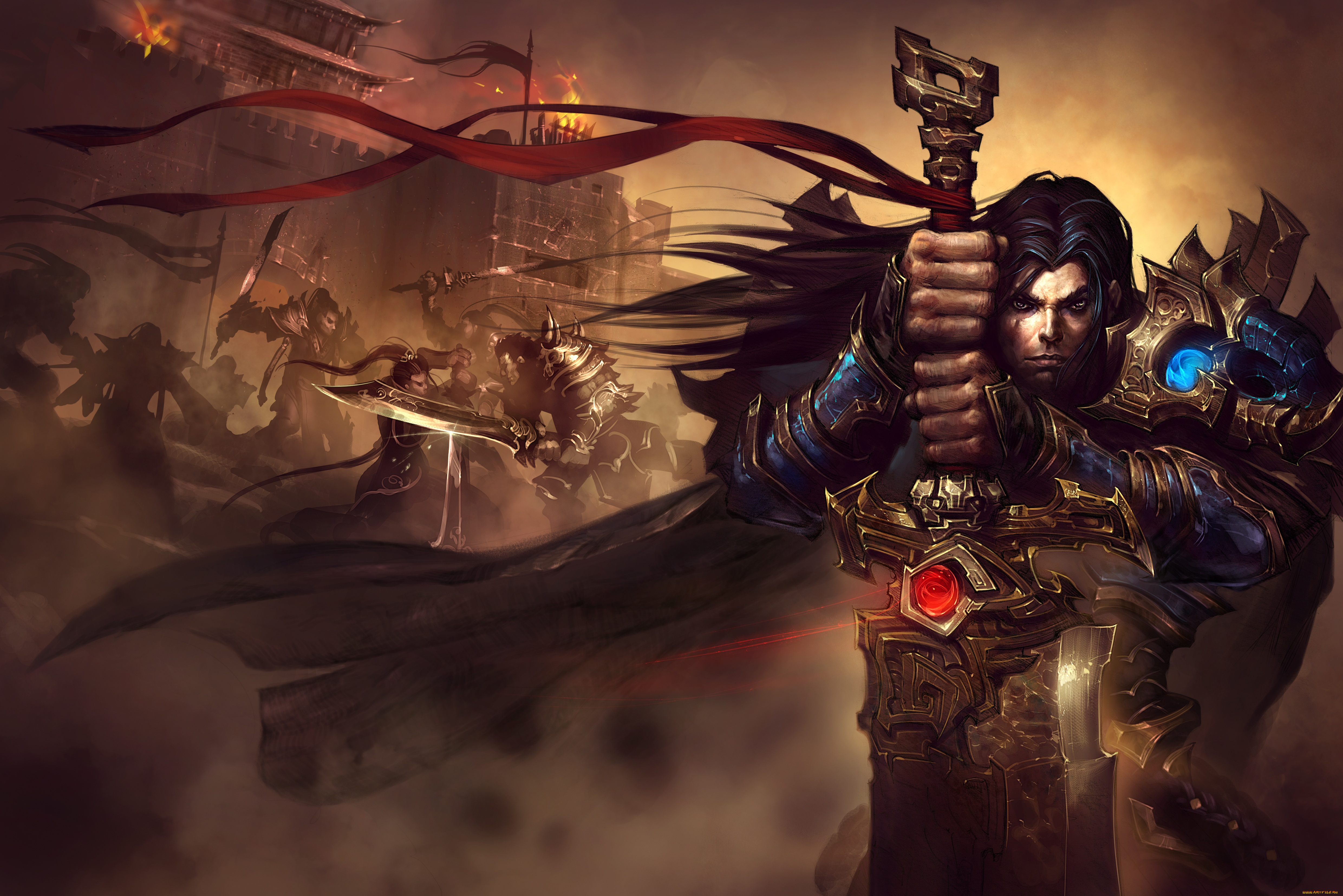 фэнтези, люди, меч, взгляд, воин, арт, фантастика, сражение, броня, доспехи, руки