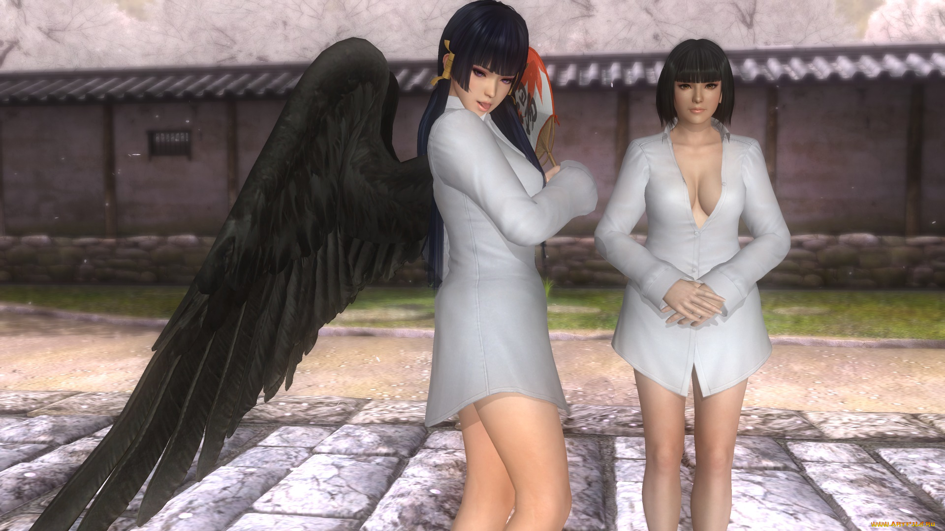 3д, графика, аниме, , anime, фон, ангел, взгляд, девушка, поза