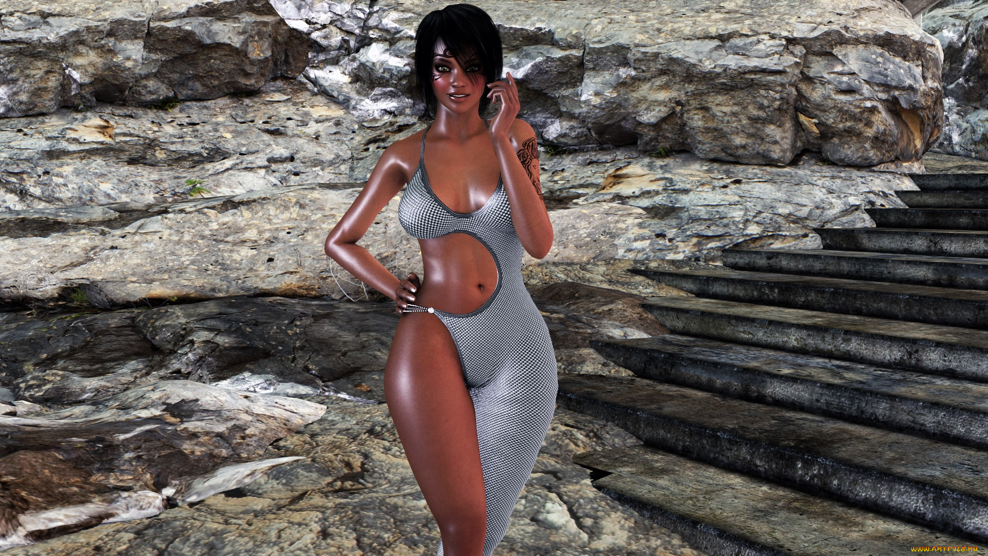 3д, графика, люди, , people, девушка, взгляд, фон