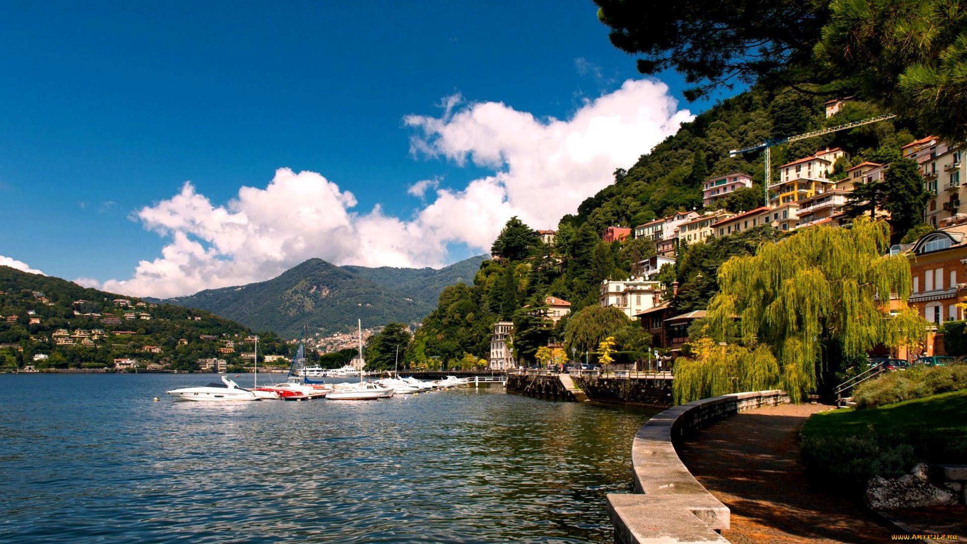 lake, como, города, -, улицы, , площади, , набережные, здания, горы, набережная, озеро, яхты