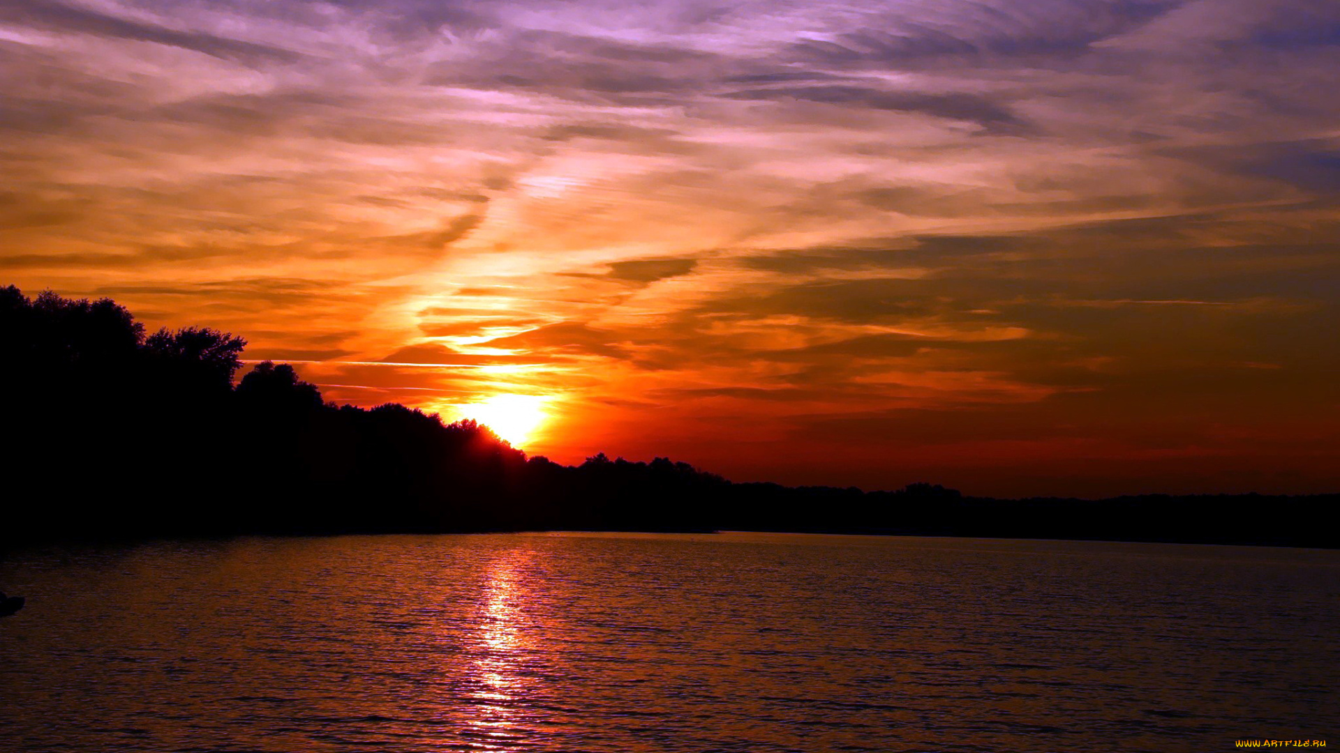 природа, восходы, закаты, облака, река, лес