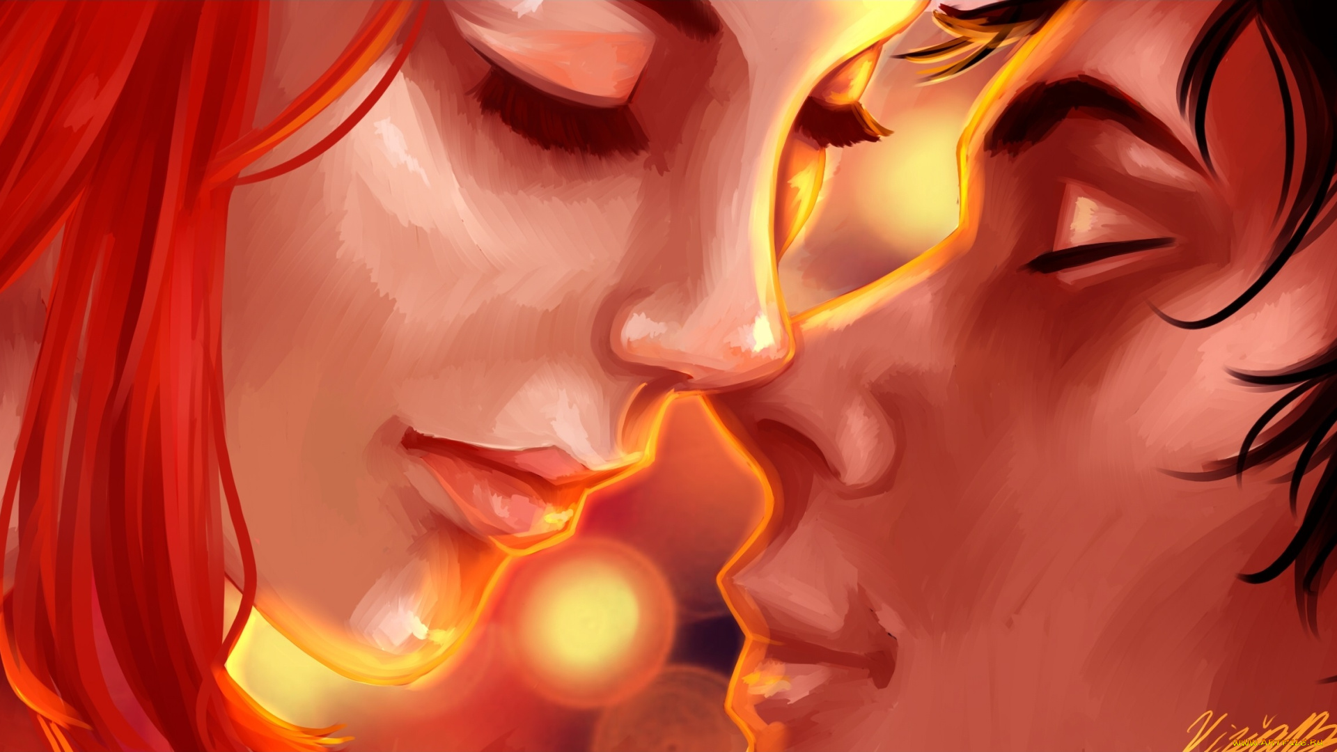 рисованное, люди, любовь