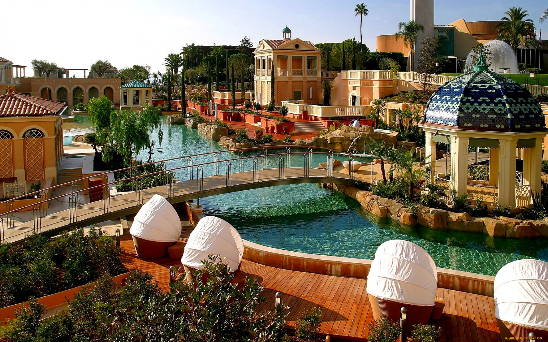 города, монако, , монако, бассейн, беседка