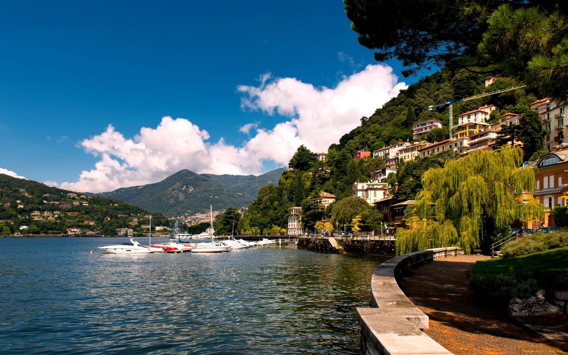 lake, como, города, -, улицы, , площади, , набережные, здания, горы, набережная, озеро, яхты