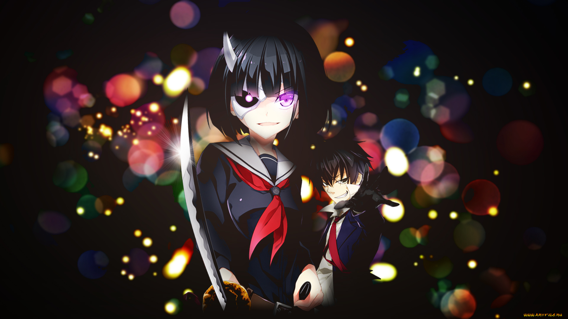 аниме, busou, shoujo, machiavellianism, фон, взгляд, девушка