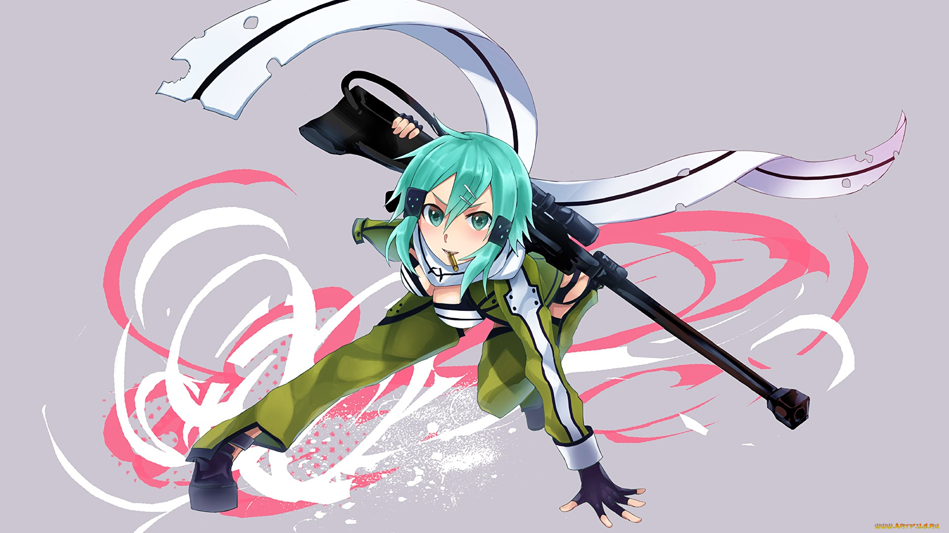 аниме, sword, art, online, девушка, взгляд, фон