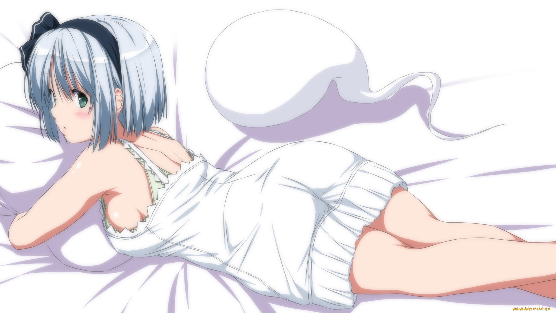 аниме, touhou, белье, девочка, постель