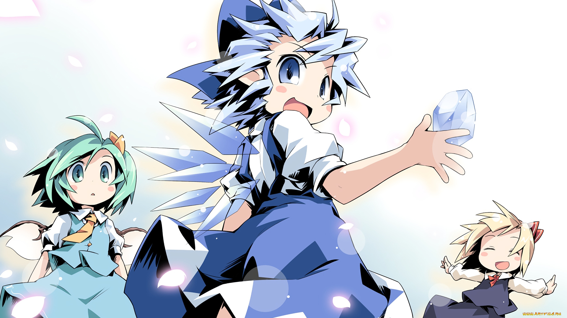 аниме, touhou, девушка, взгляд, фон