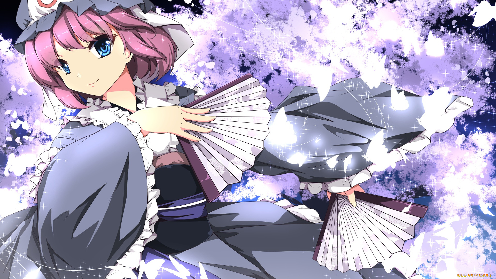 аниме, touhou, девушка, взгляд, фон