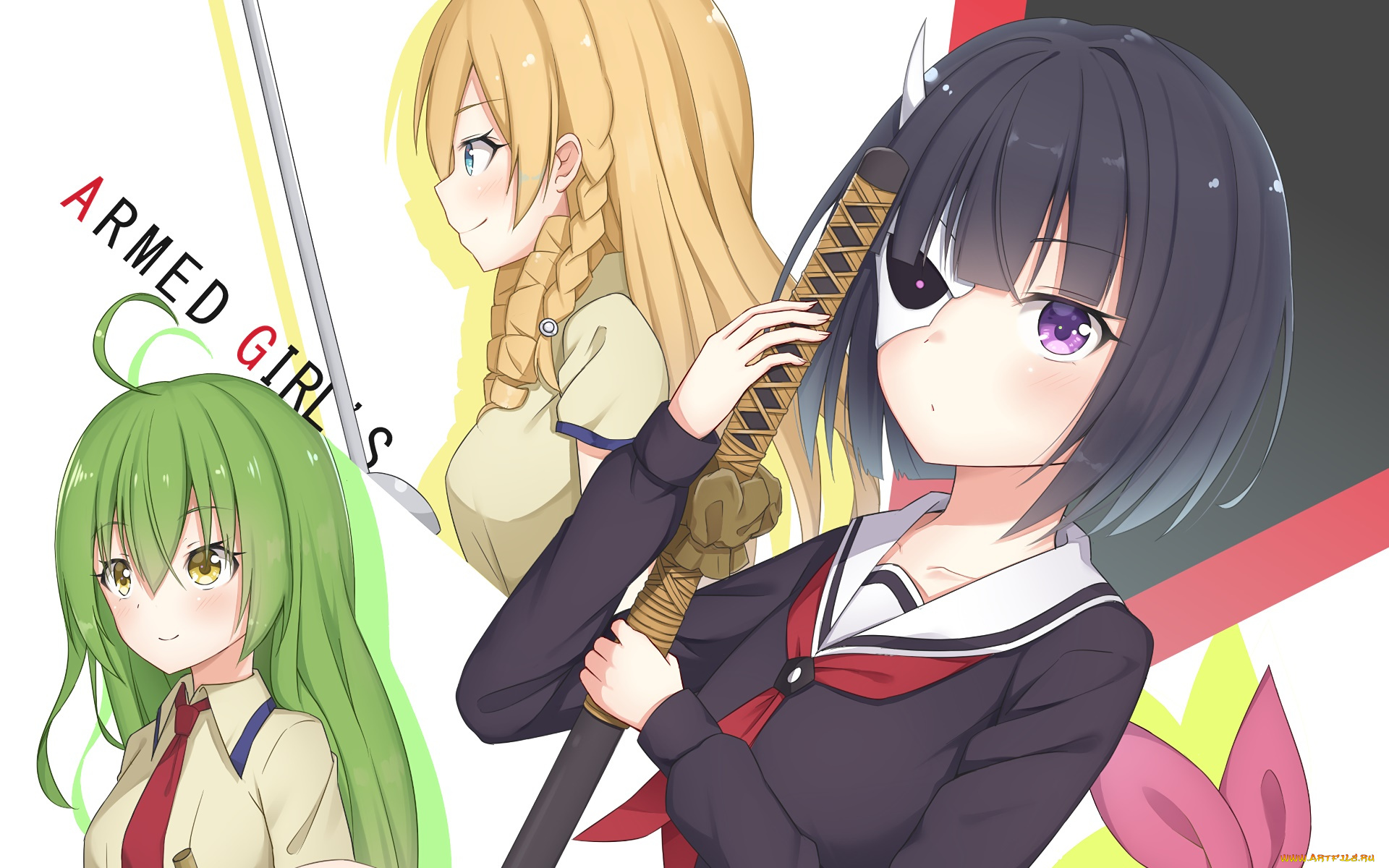 аниме, busou, shoujo, machiavellianism, фон, девушка, взгляд