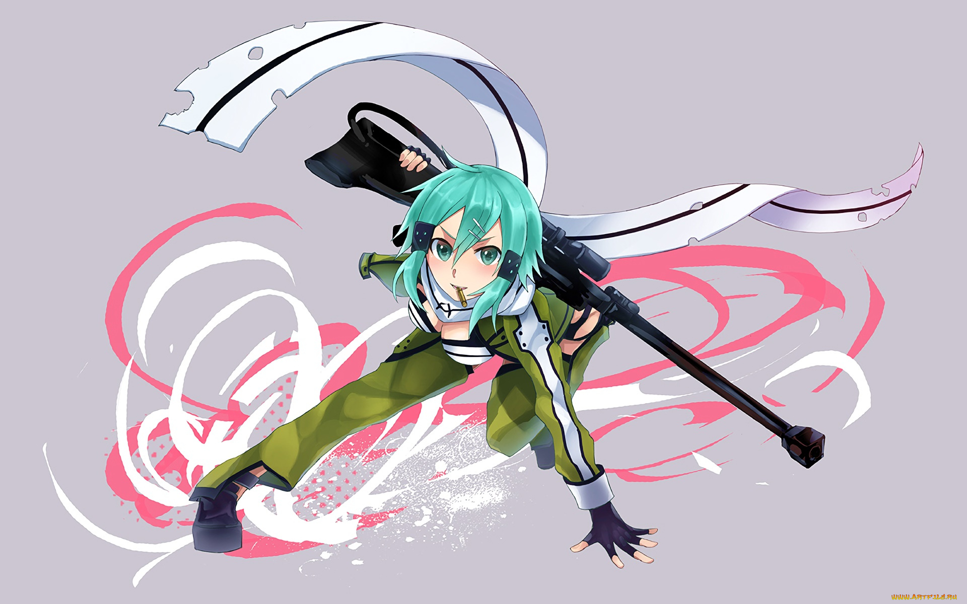 аниме, sword, art, online, девушка, взгляд, фон