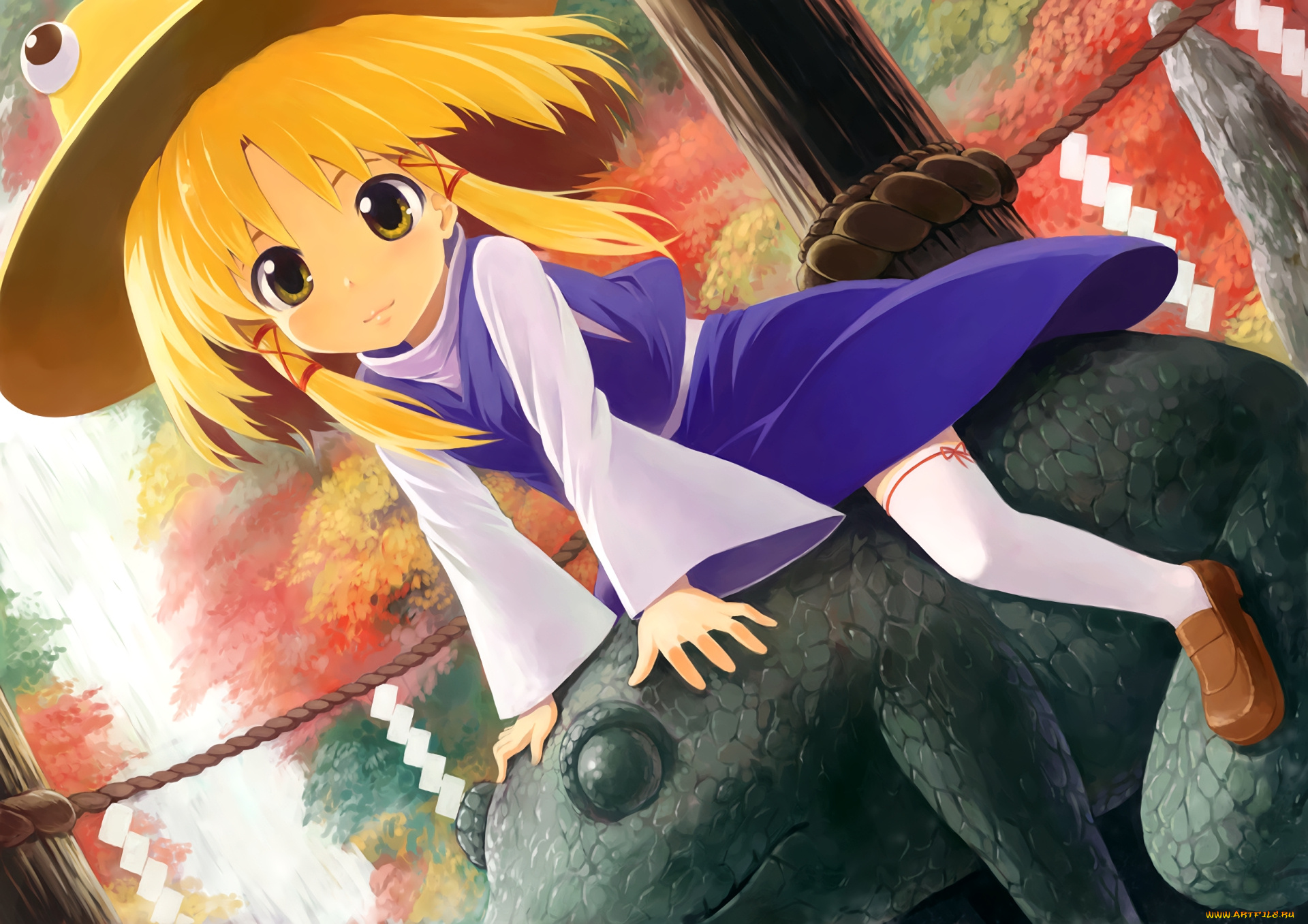 аниме, touhou, девушка, взгляд, фон