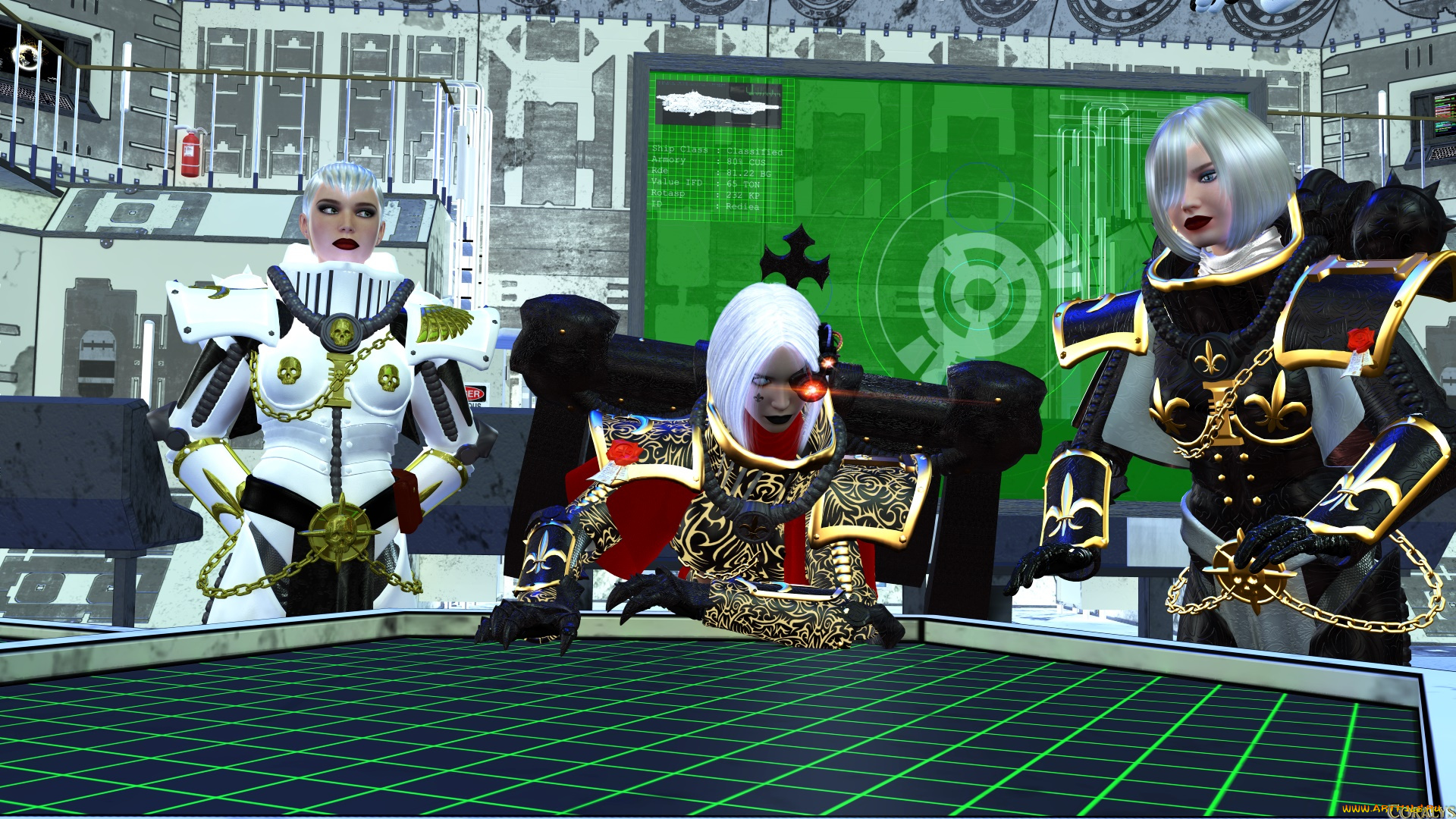 3д, графика, фантазия, , fantasy, девушки, взгляд, фон