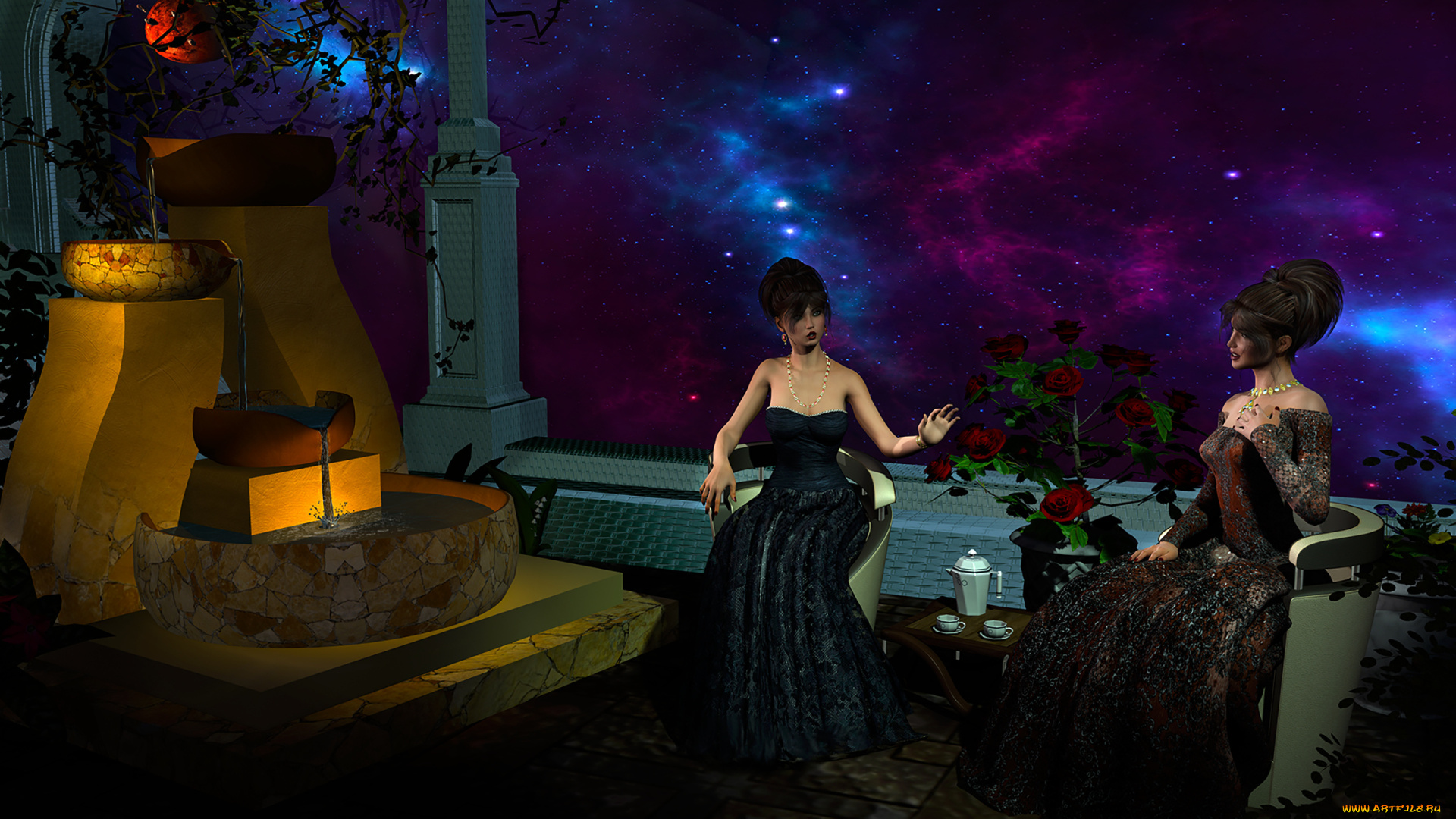 3д, графика, люди, , people, фон, взгляд, девушки