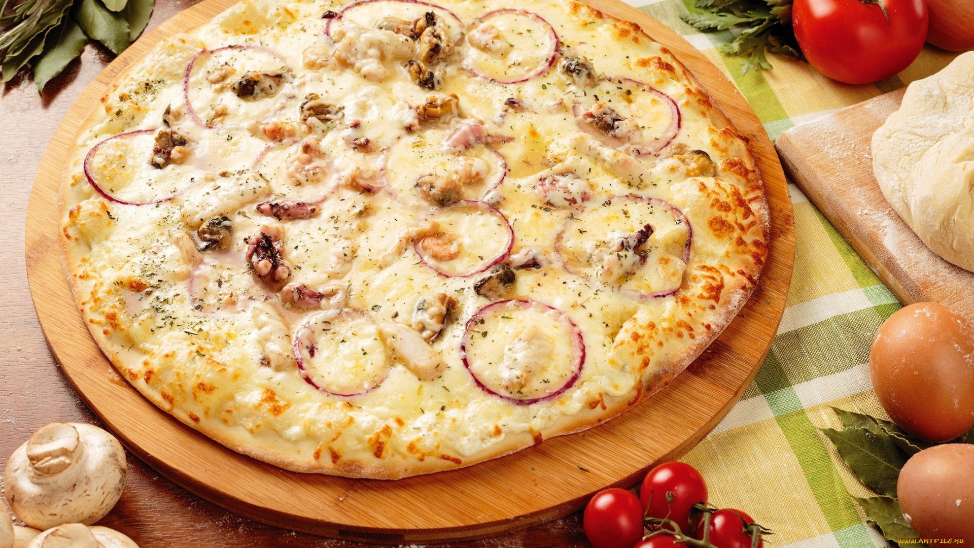 еда, пицца, сыр, колбаса, помидоры, томаты