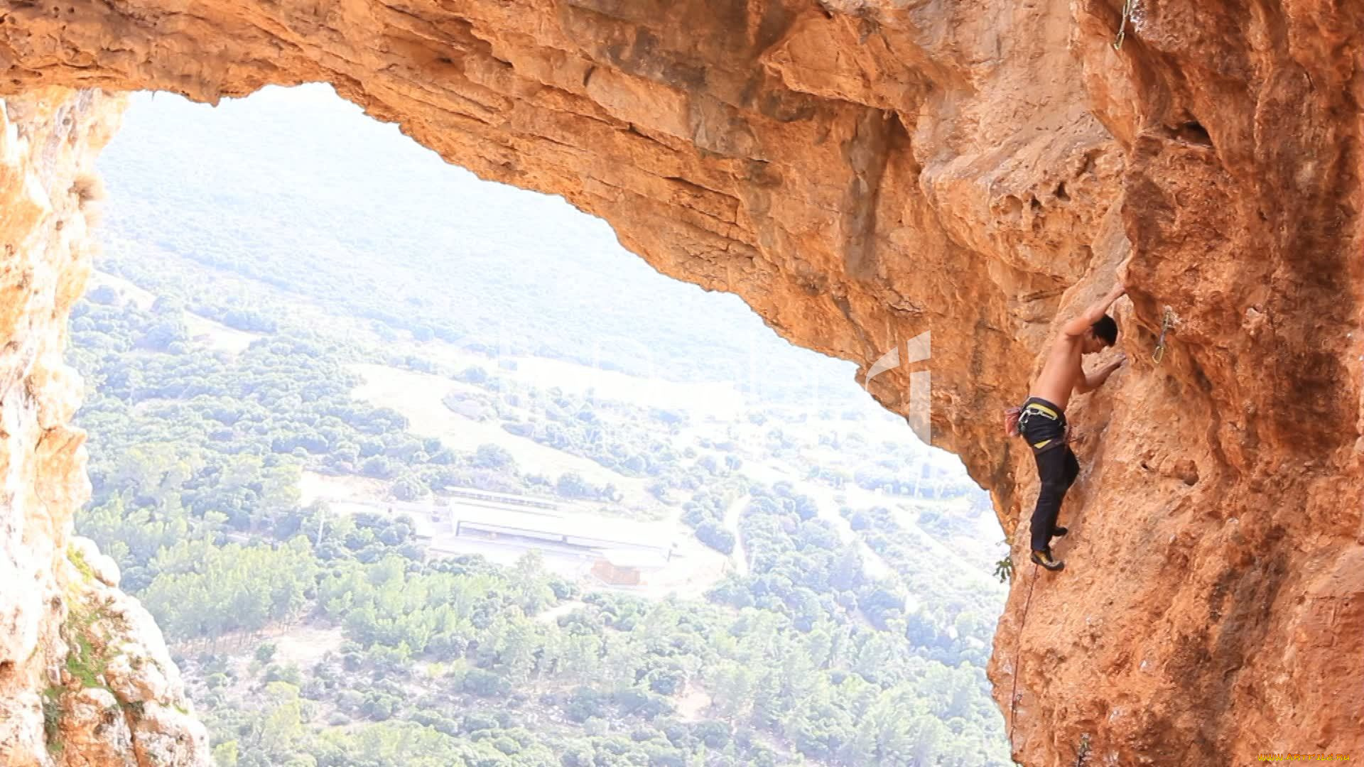 спорт, экстрим, скала, мужчина, скалолаз, панорама