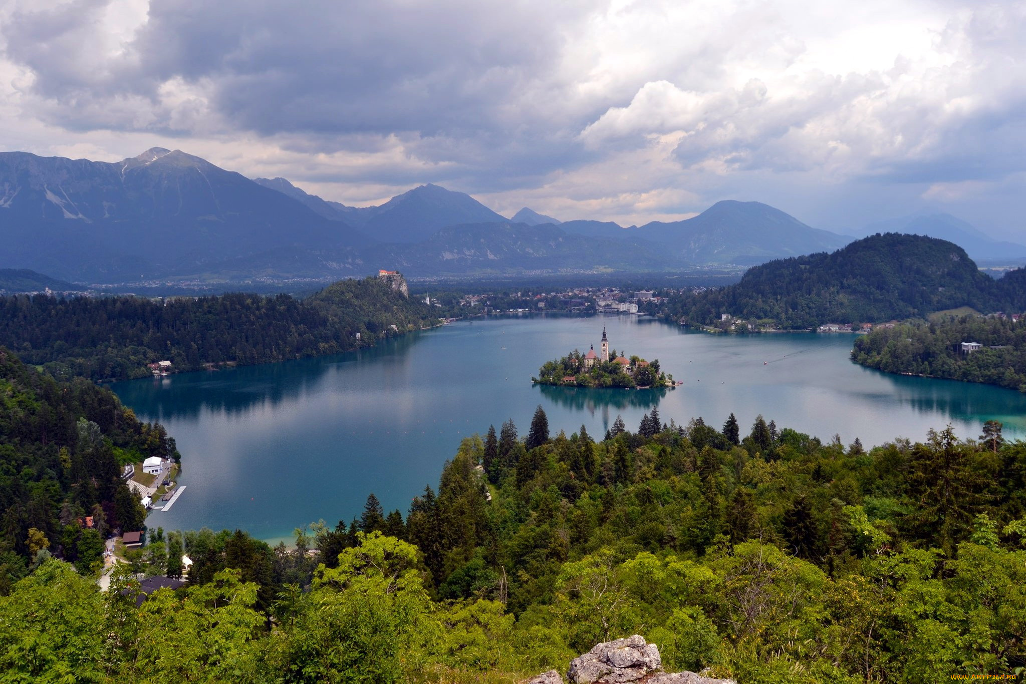 города, блед, , словения, церковь, остров, озеро
