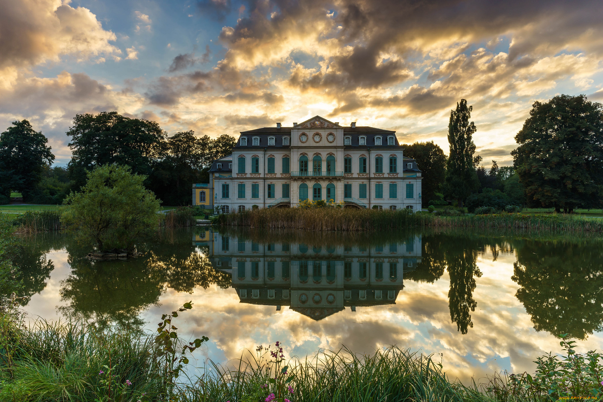 schloss, wilhelmsthal, города, замки, германии, простор
