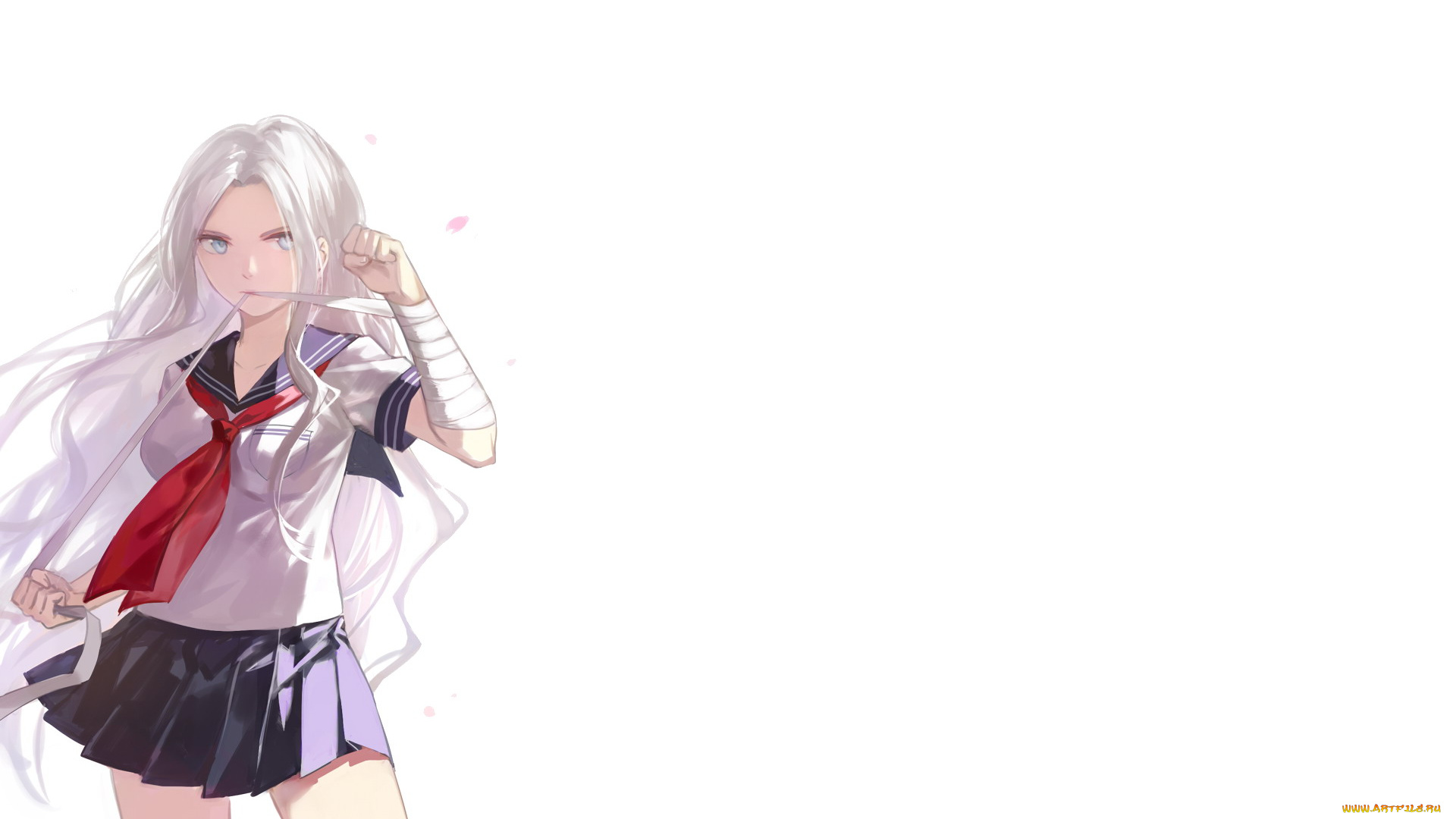 аниме, unknown, , другое, , галстук, форма, бинты, девушка