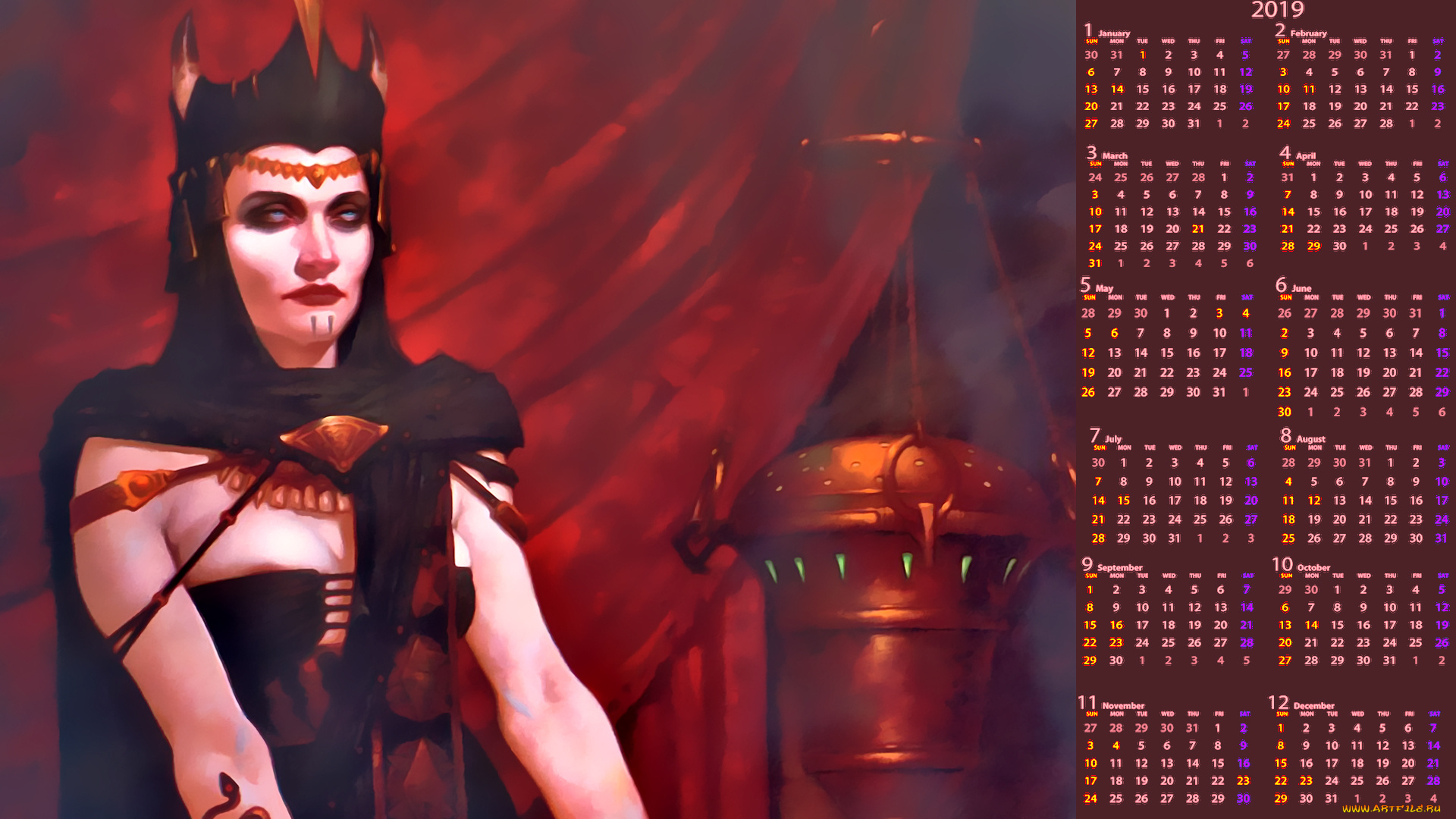 календари, фэнтези, украшение, женщина