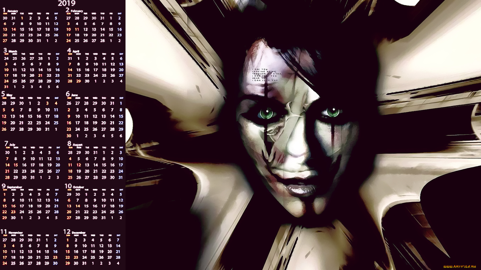 календари, фэнтези, взгляд, шрам, женщина, лицо