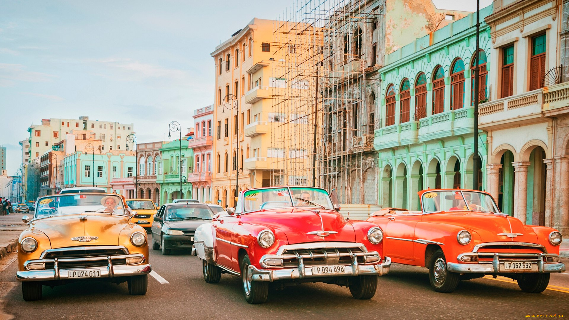 автомобили, классика, американская, в, гаване, куба