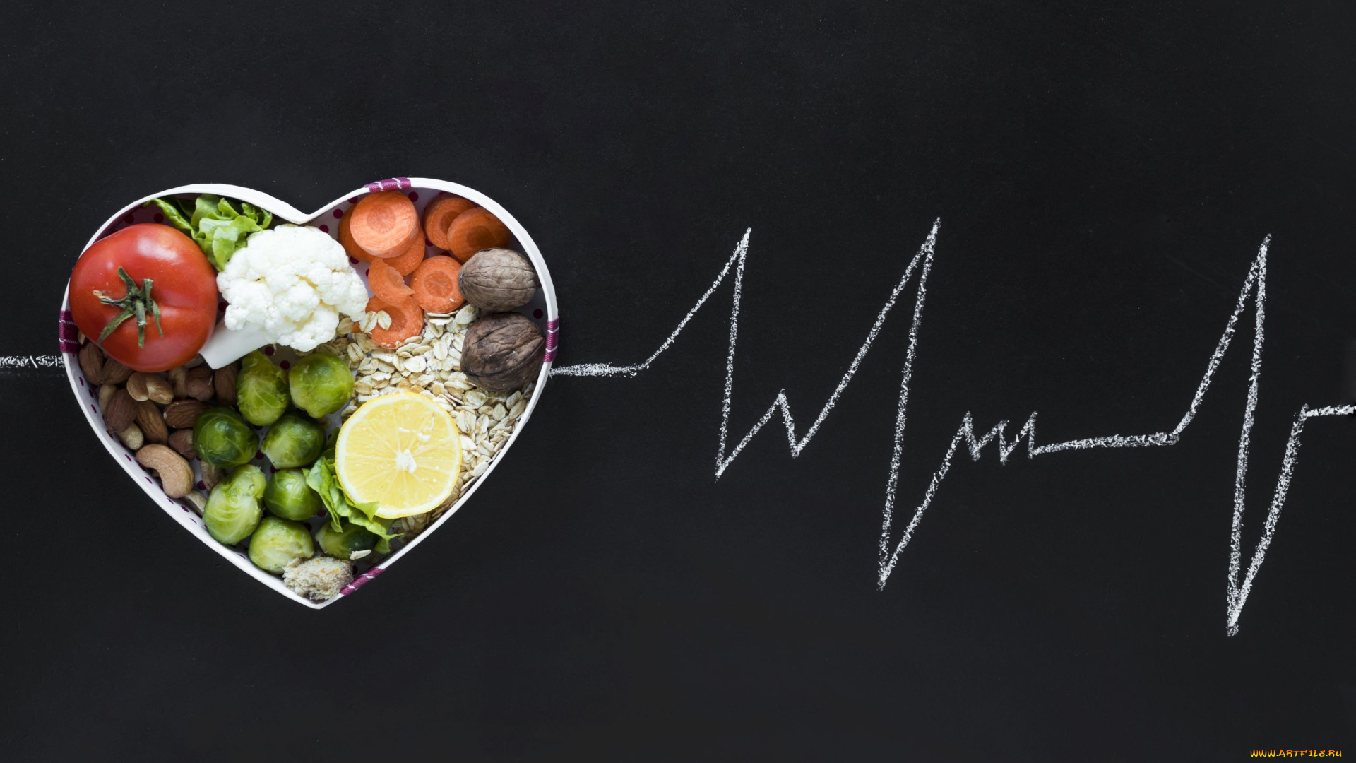 еда, разное, орехи, помидор, лимон, морковь