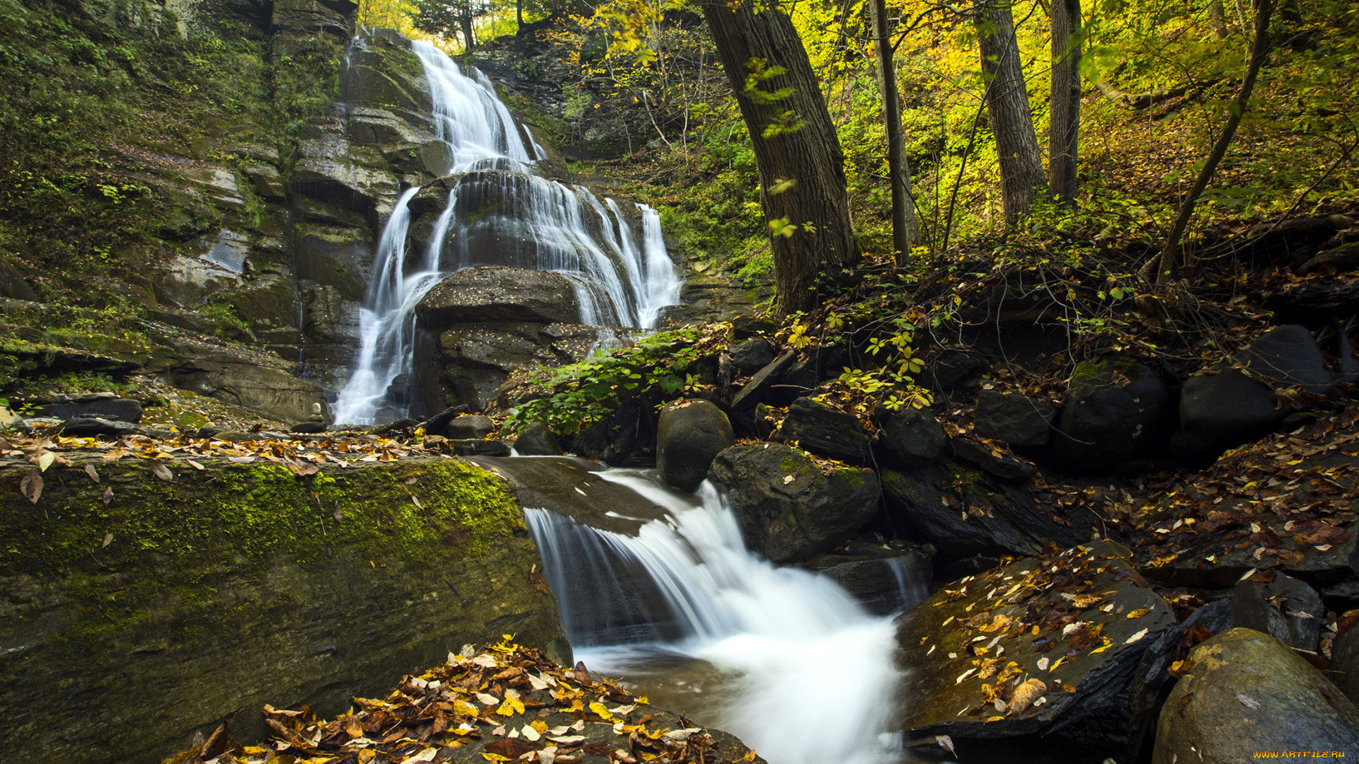 природа, водопады, поток, водопад, вода