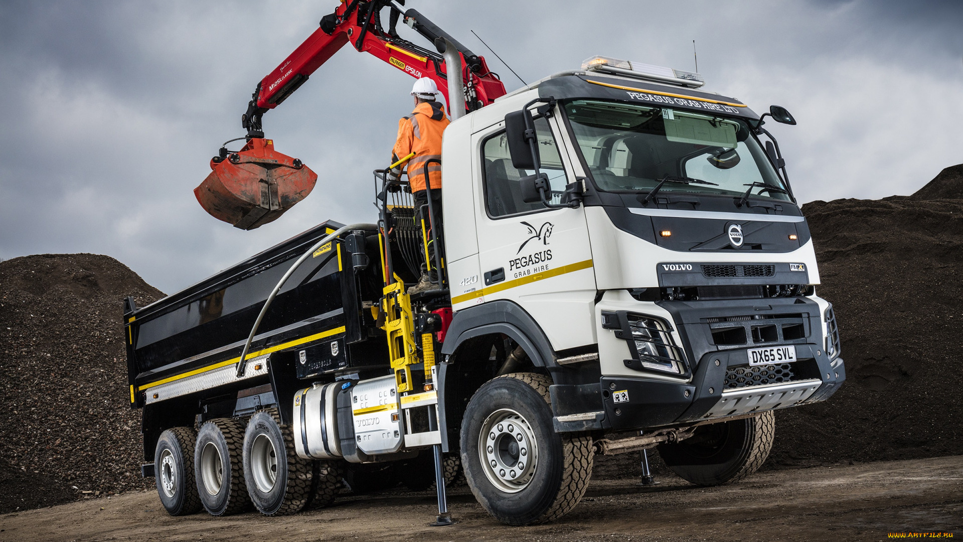 volvo, fmx, автомобили, volvo, trucks, volvo, fmx, грузовик, с, крановым, рычагом, fm, доставка, щебня, новый, шведские, грузовики