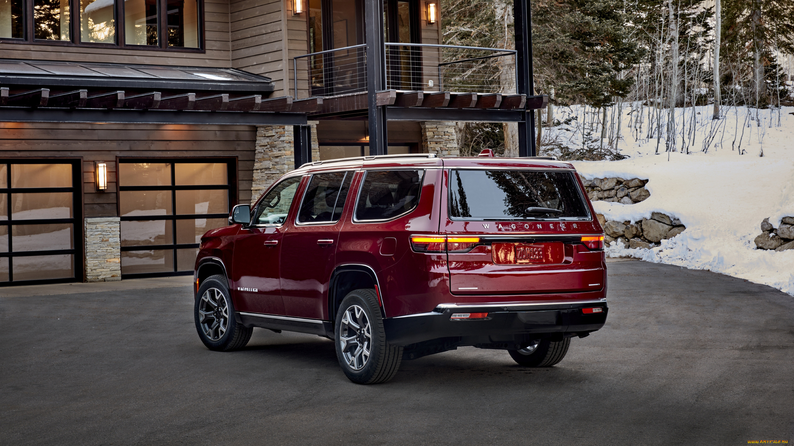 автомобили, jeep, 2022, wagoneer, вторая, серия, premium, загородный, дом, зима, джип