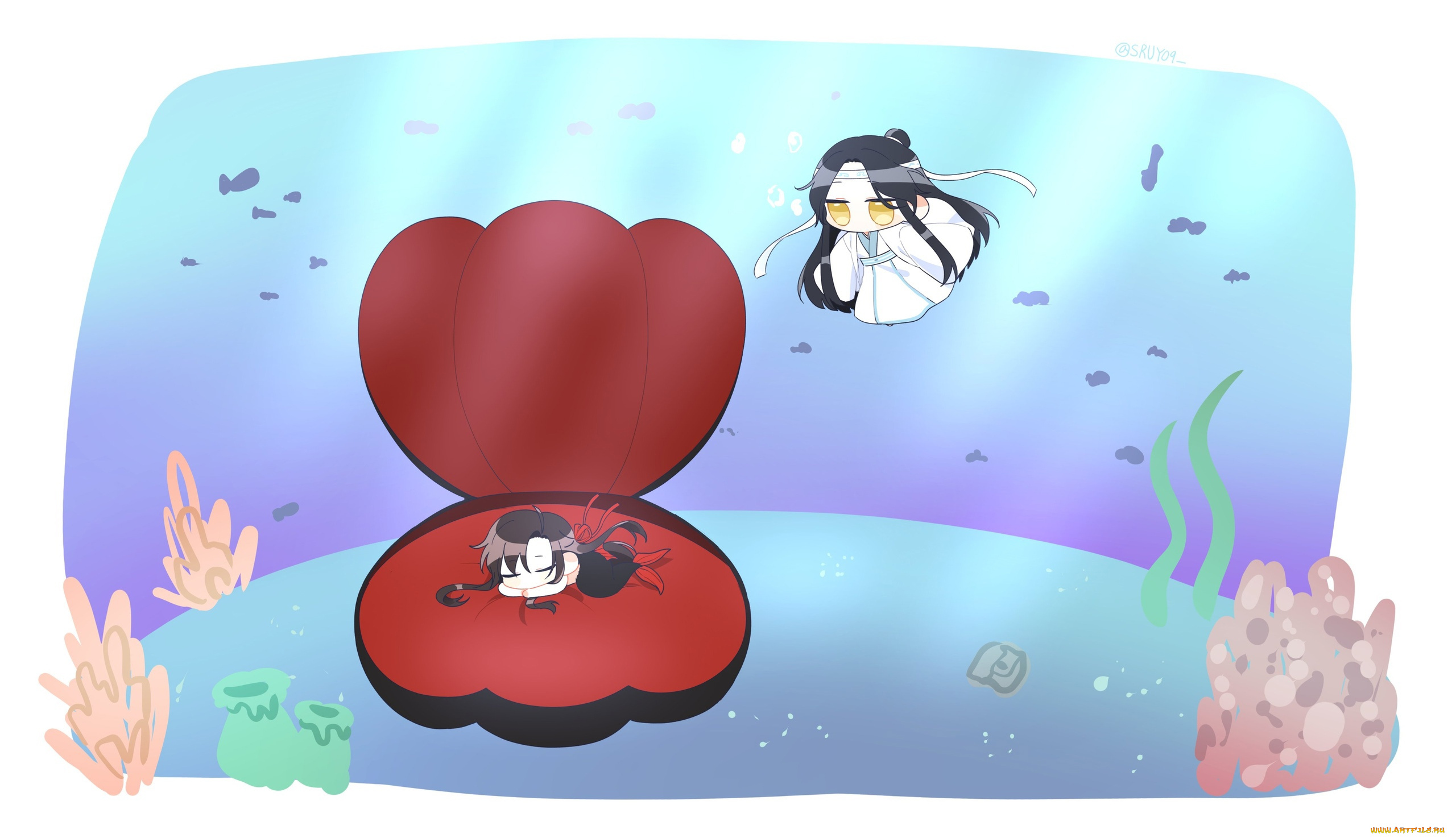 аниме, mo, dao, zu, shi, вэй, усянь, лань, ванцзы, ракушка, озеро