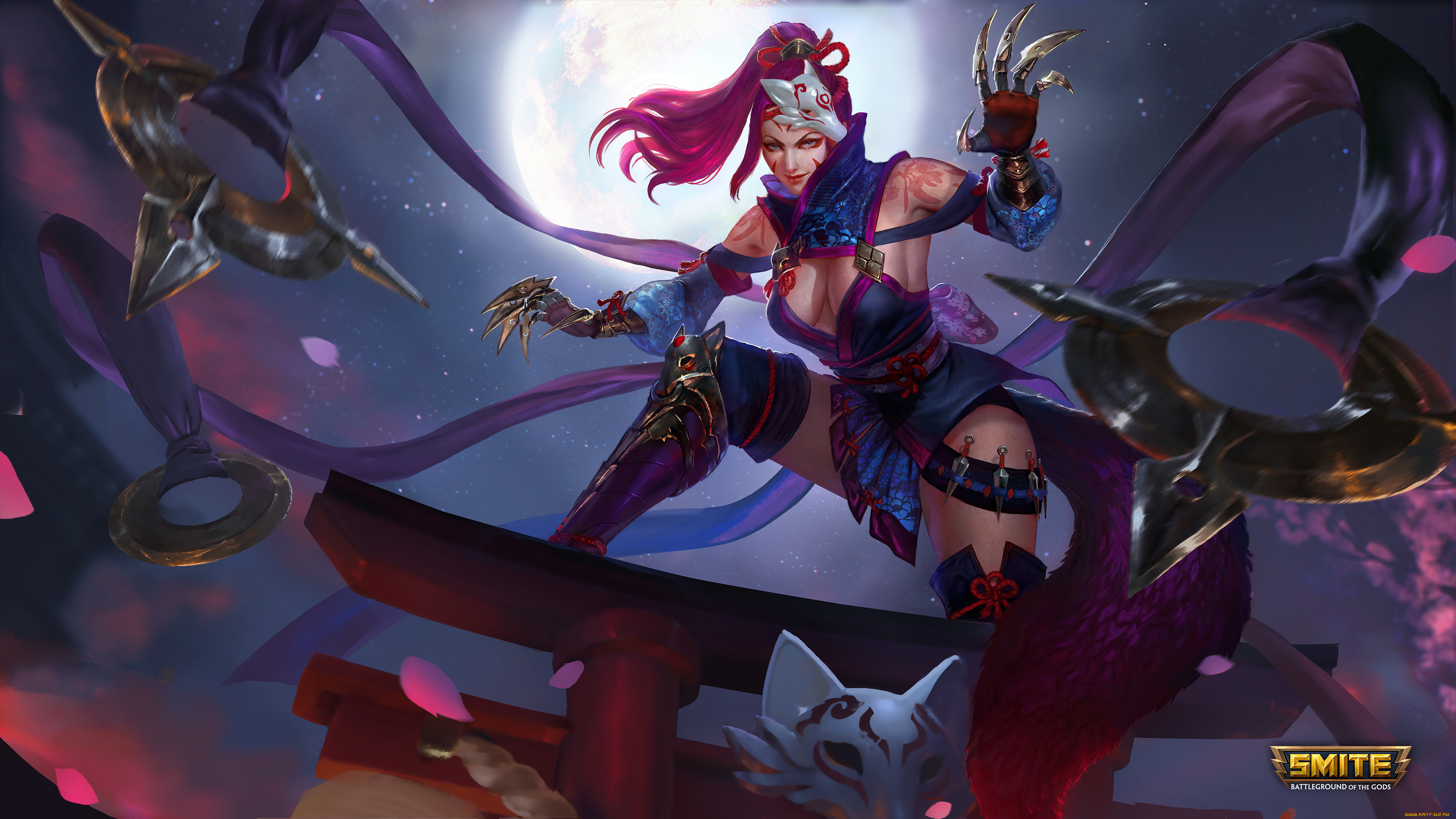 видео, игры, smite, девушка, фон, взгляд, униформа, когти